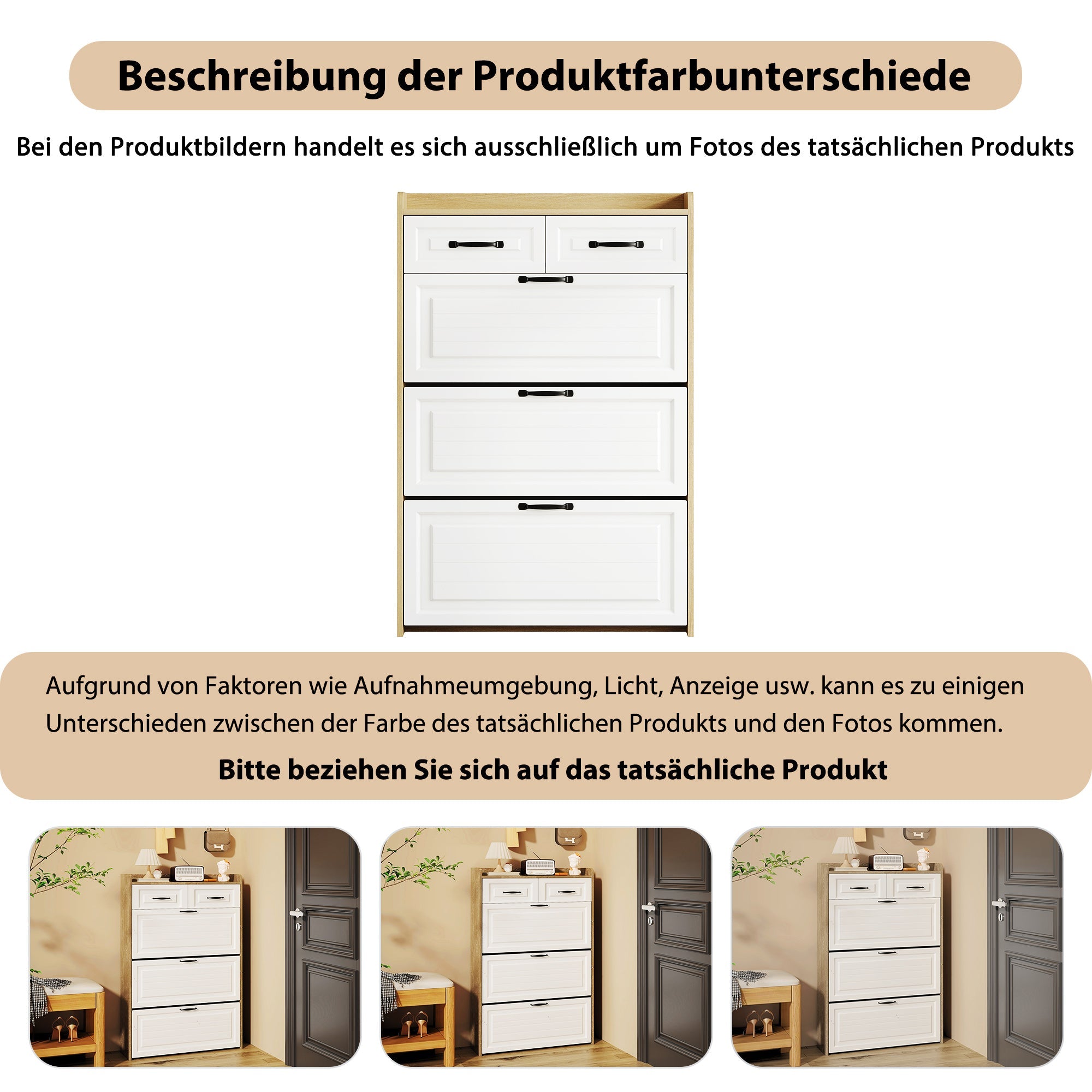 Logidon shoe chest white rotating shoe cabinet 3 flaps 2 drawers
