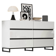 Logidon dressoir 140 cm hoogglans wit zwart met 6 lades