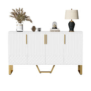 Logidon hoogglans dressoir wit 4 deuren geometrisch ontwerp 140x40x80