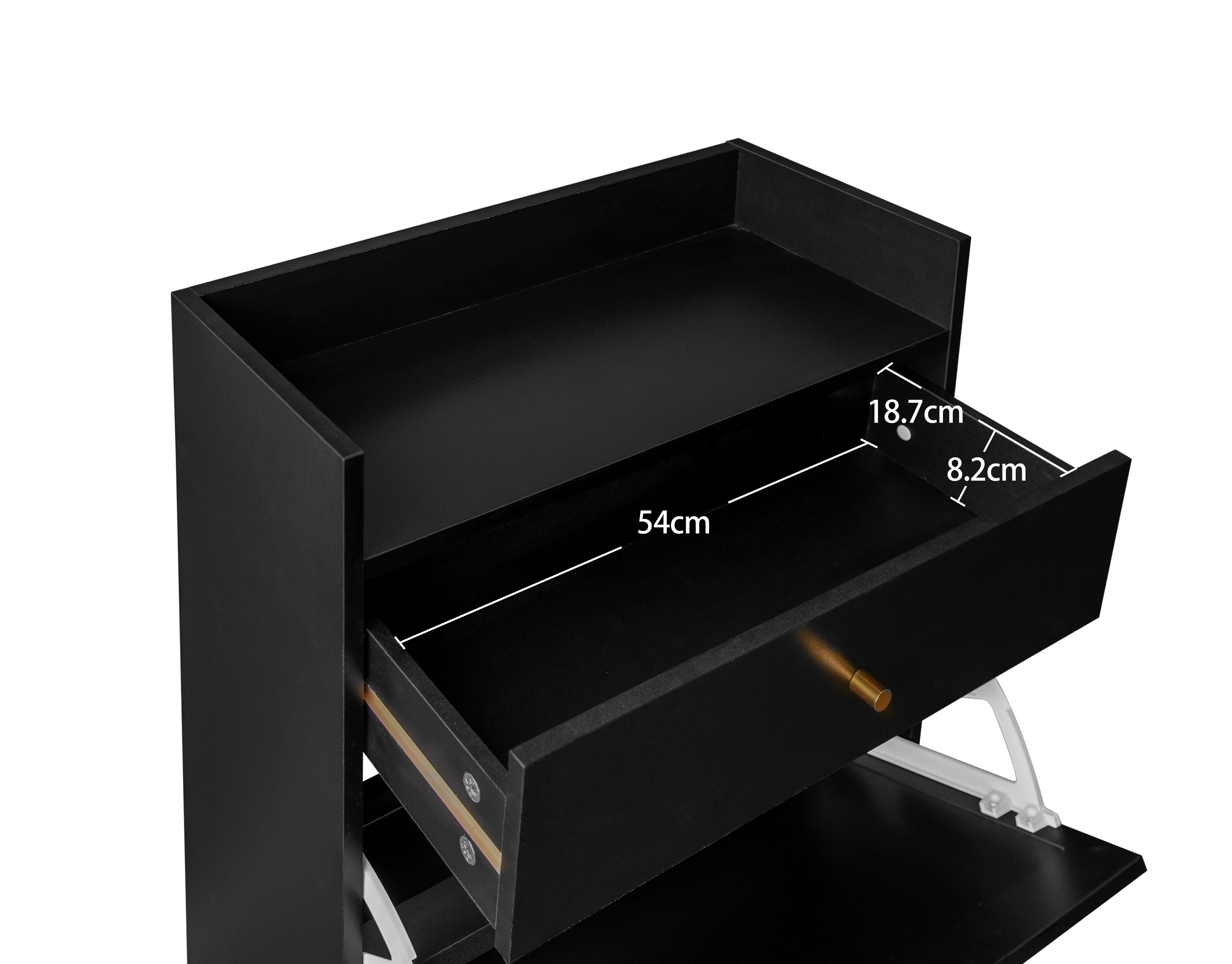 Logidon Schoenenkast Zwart Rotan Look Twee Deuren 60 cm Lengte