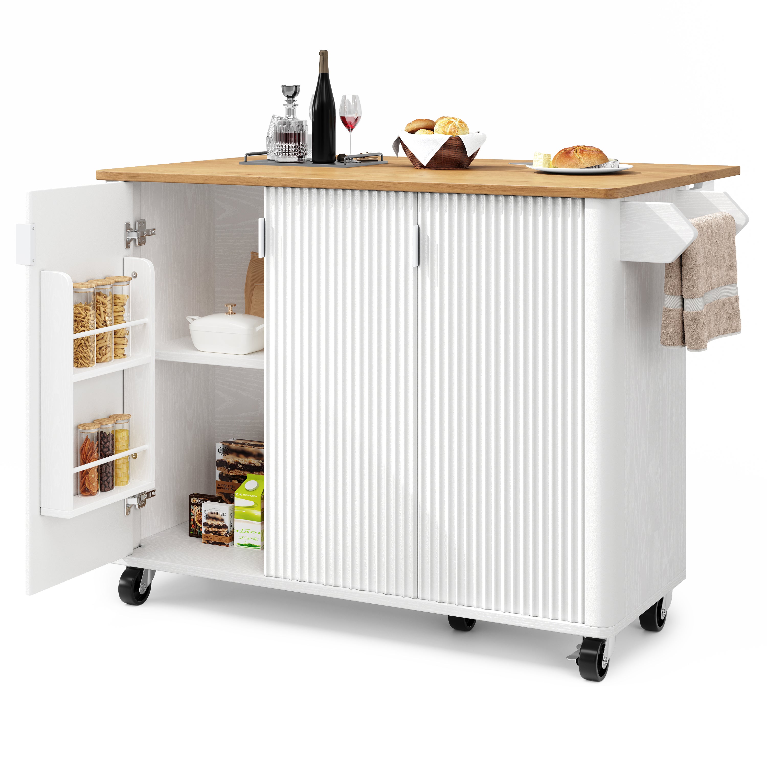 Logidon kitchen island 130x45(75)x92 cm white-black, extendable
