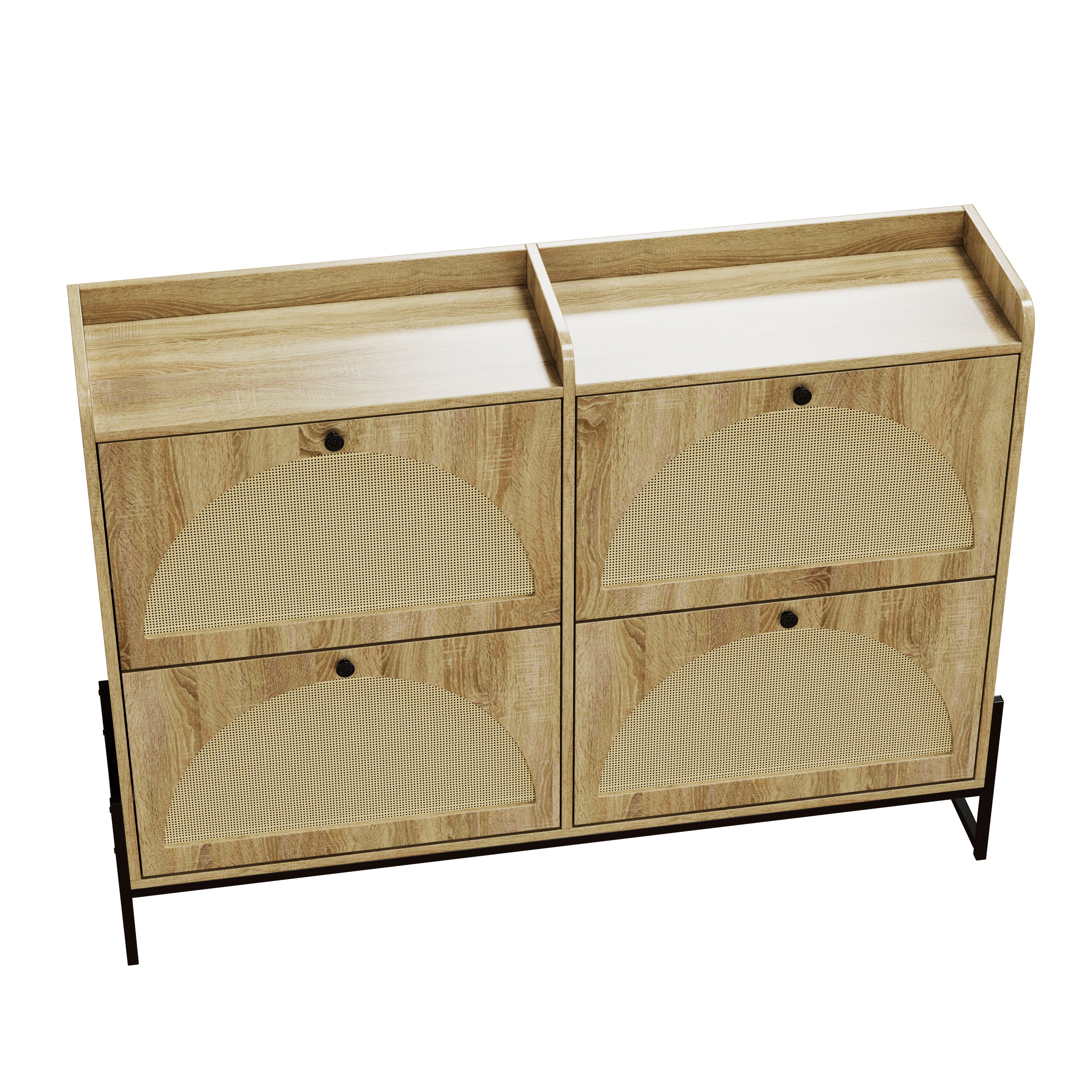 Logidon shoe cabinet narrow 4 flaps natural color 118 cm