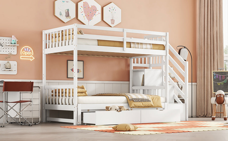 Logidon stapelbed 90x200 wit met uitschuifbaar bed 2 lades