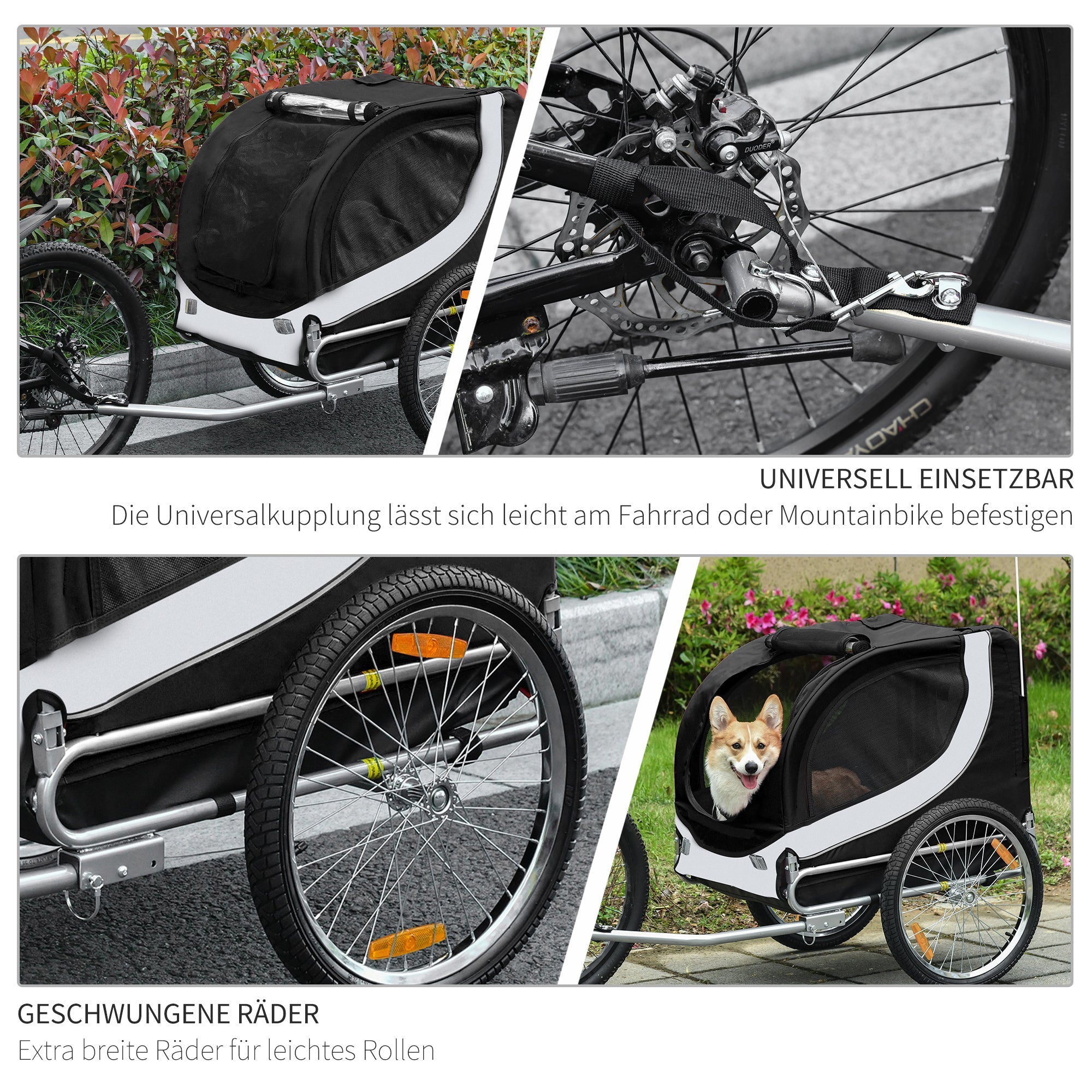 Logidon hondenaanhanger fietsentransporter wit zwart 130x73x90 cm