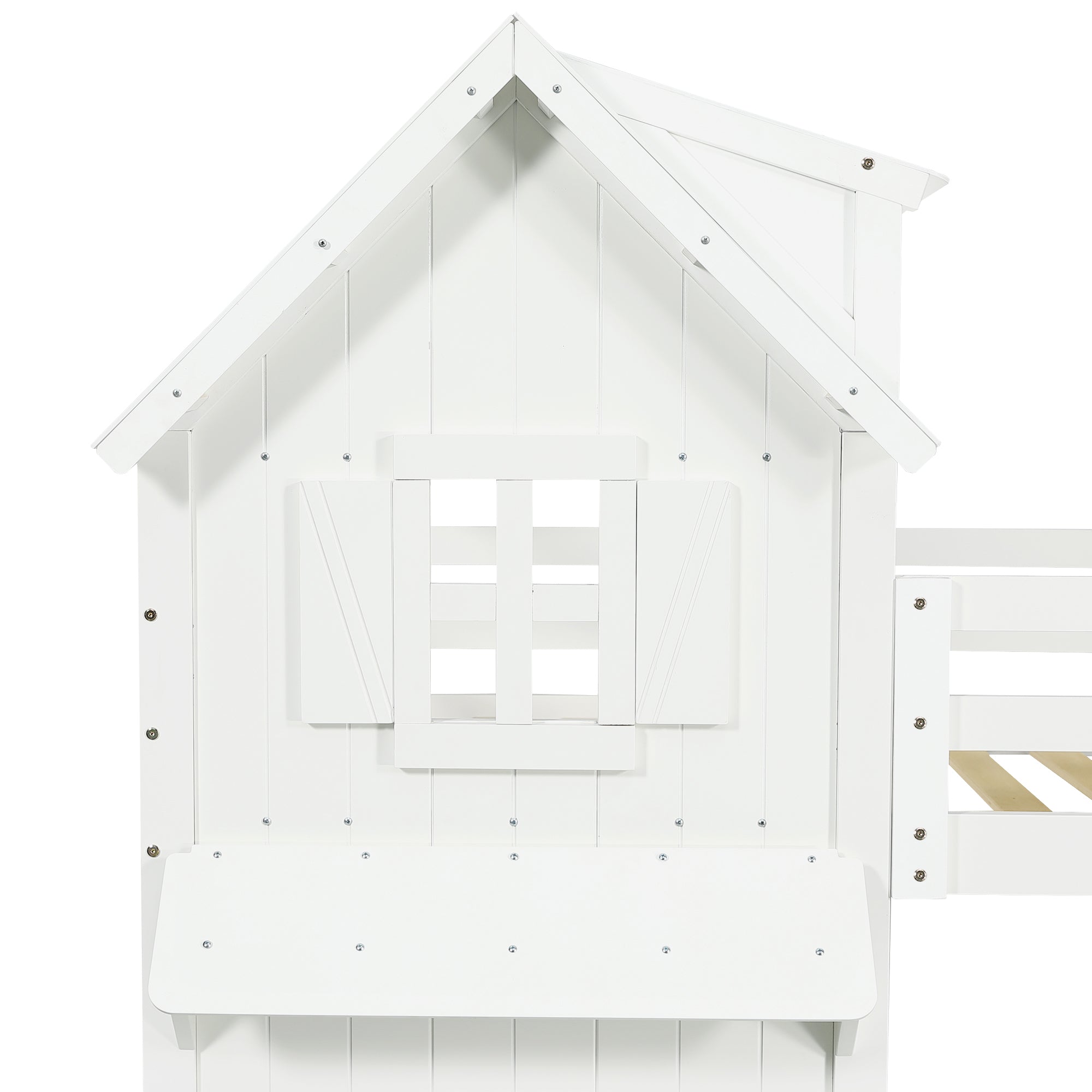Logidon stapelbed huisstijl 90x200 wit met raam en dak