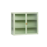 Logidon 70 cm glazen wandvitrinekast met twee deuren mintgroen drie niveaus