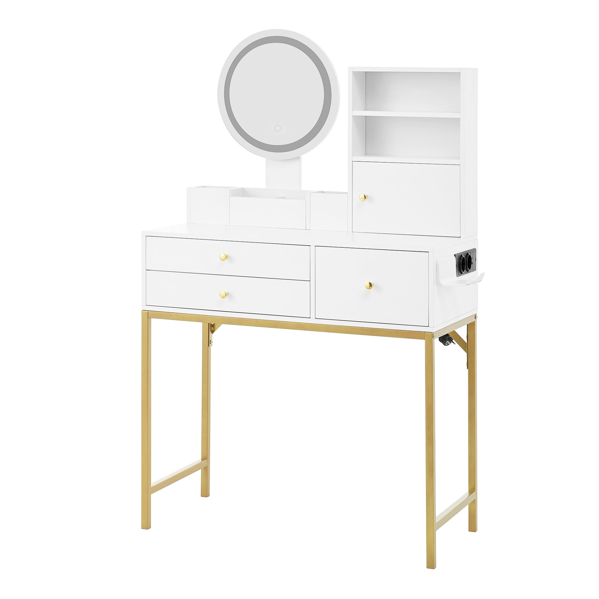 Logidon kaptafel met dimbare LED verlichting wit 80x40x134 cm