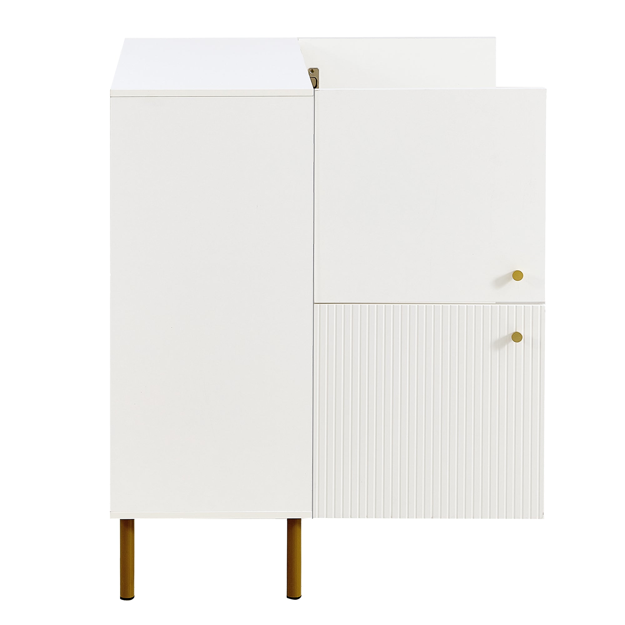 Logidon Wit MDF dressoir 80x36x90 cm zinken handvat stalen poten