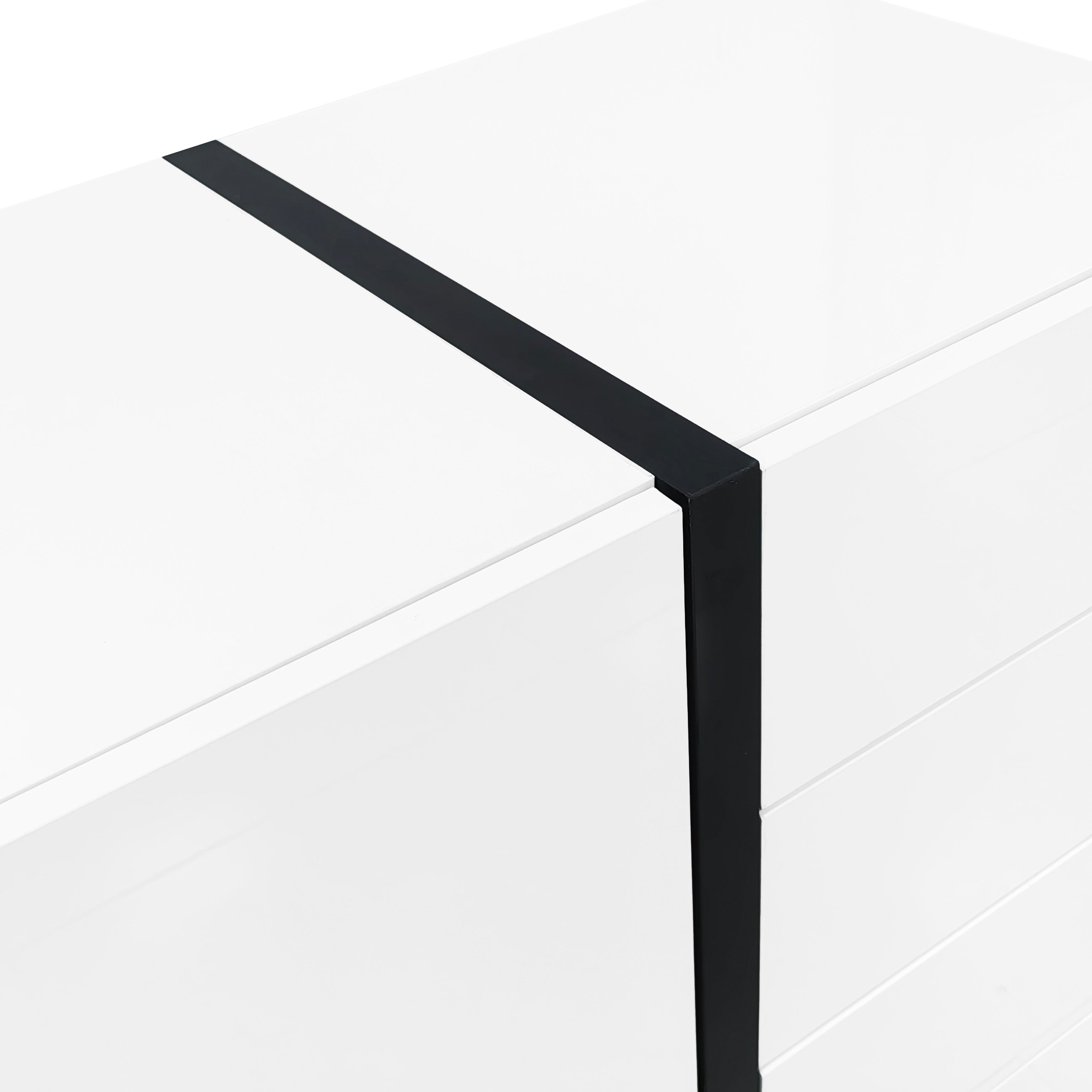 Logidon wit hoogglans dressoir 150x40x80,5 2 deuren 4 lades