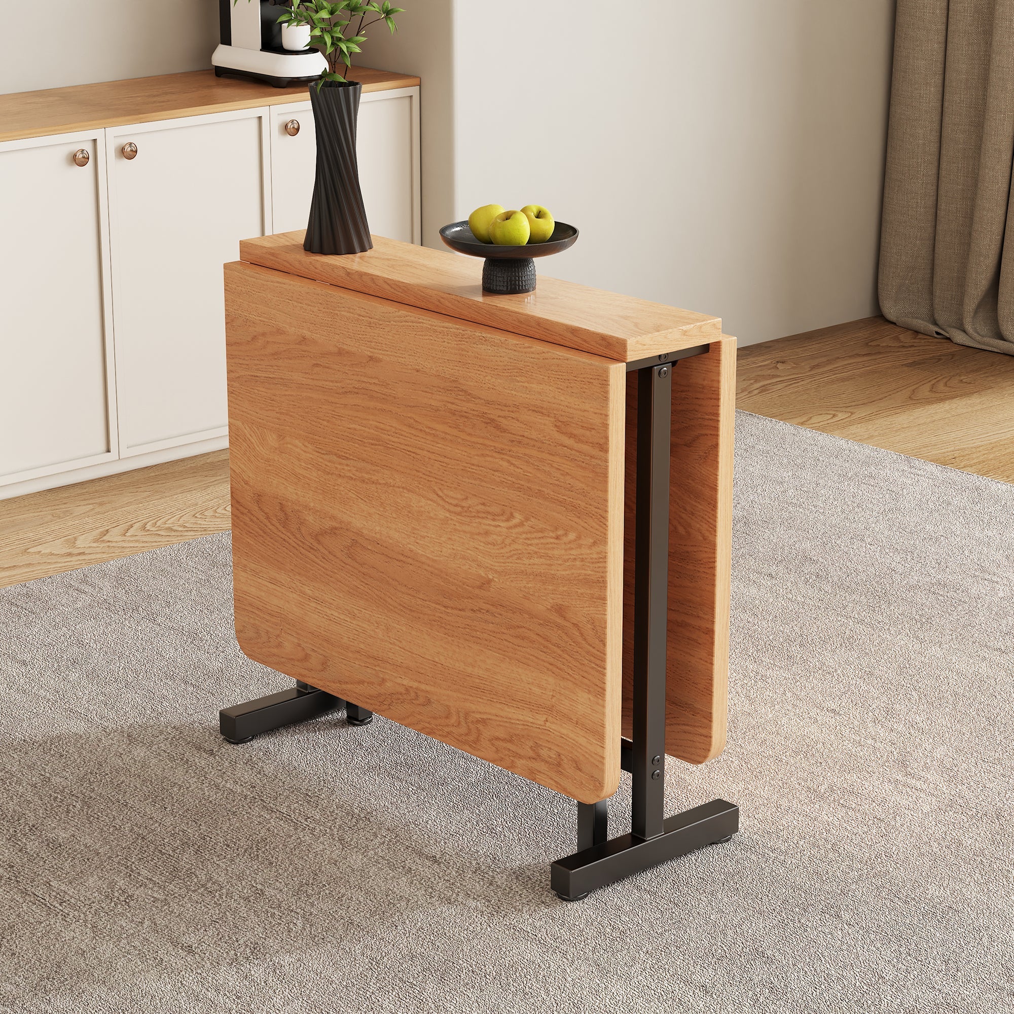 Logidon uitschuifbare eettafel 120x80 cm MDF natuurlijke look minimalistisch