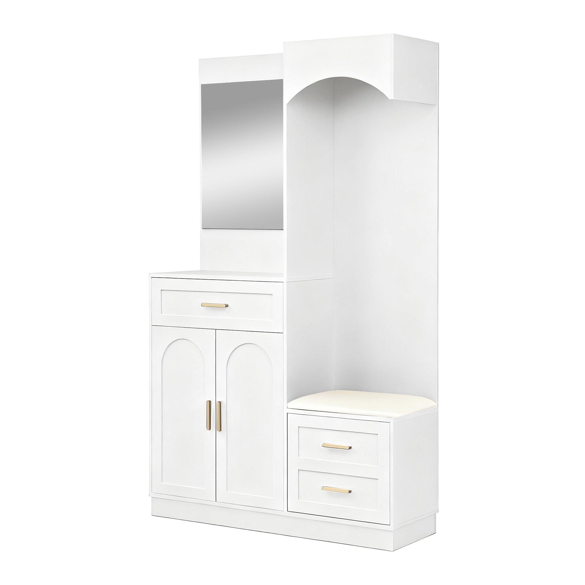 Logidon Moderne Kledingkastcombinatie Met Spiegel Wit 110x33x185 cm