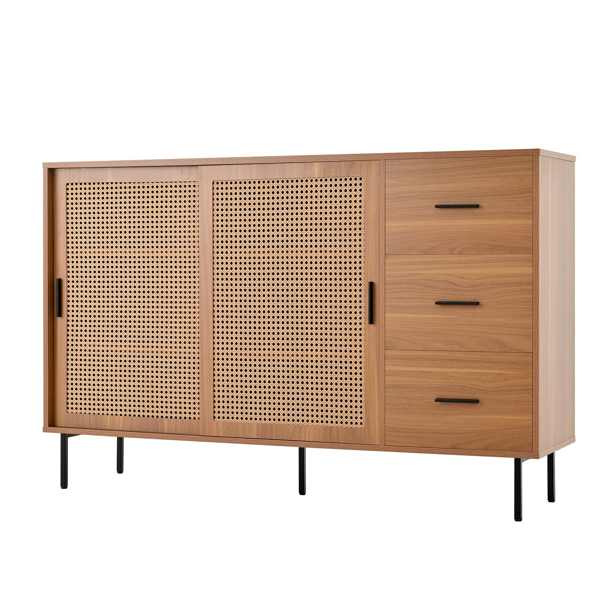 Logidon dressoir naturel 140x37x91cm met 2 schuifdeuren en 3 lades