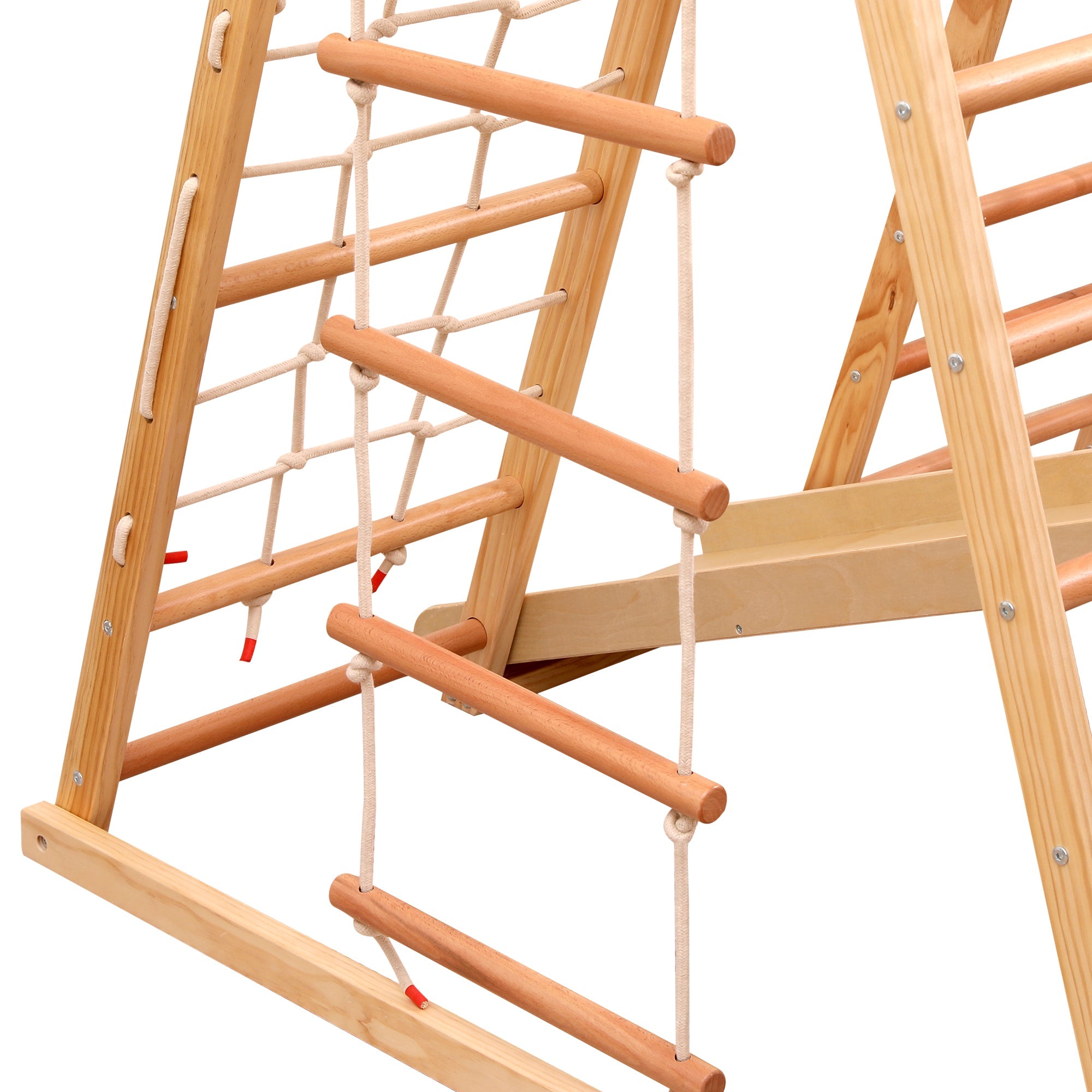 Logidon 7-in-1 speeltoestel naturel massief houten schommelglijbaan