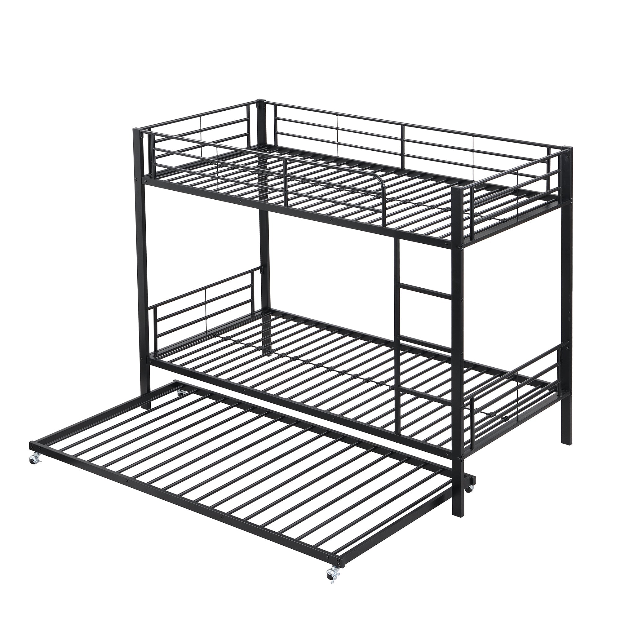 Logidon Stapelbed Ijzer Zwart 90x200 en 90x190 met uitschuifbaar bed