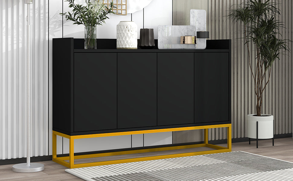 Logidon Modern Dressoir Zwart 4 Deurs Greeploos 120 x 30 x 80 cm
