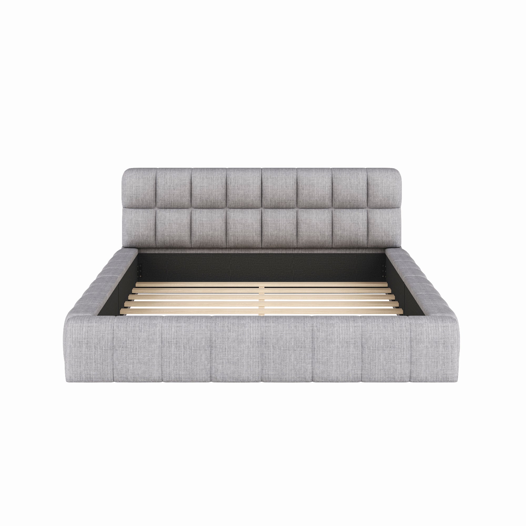 Logidon gestoffeerd bed 140x200 grijs met gecapitonneerd hoofdeinde