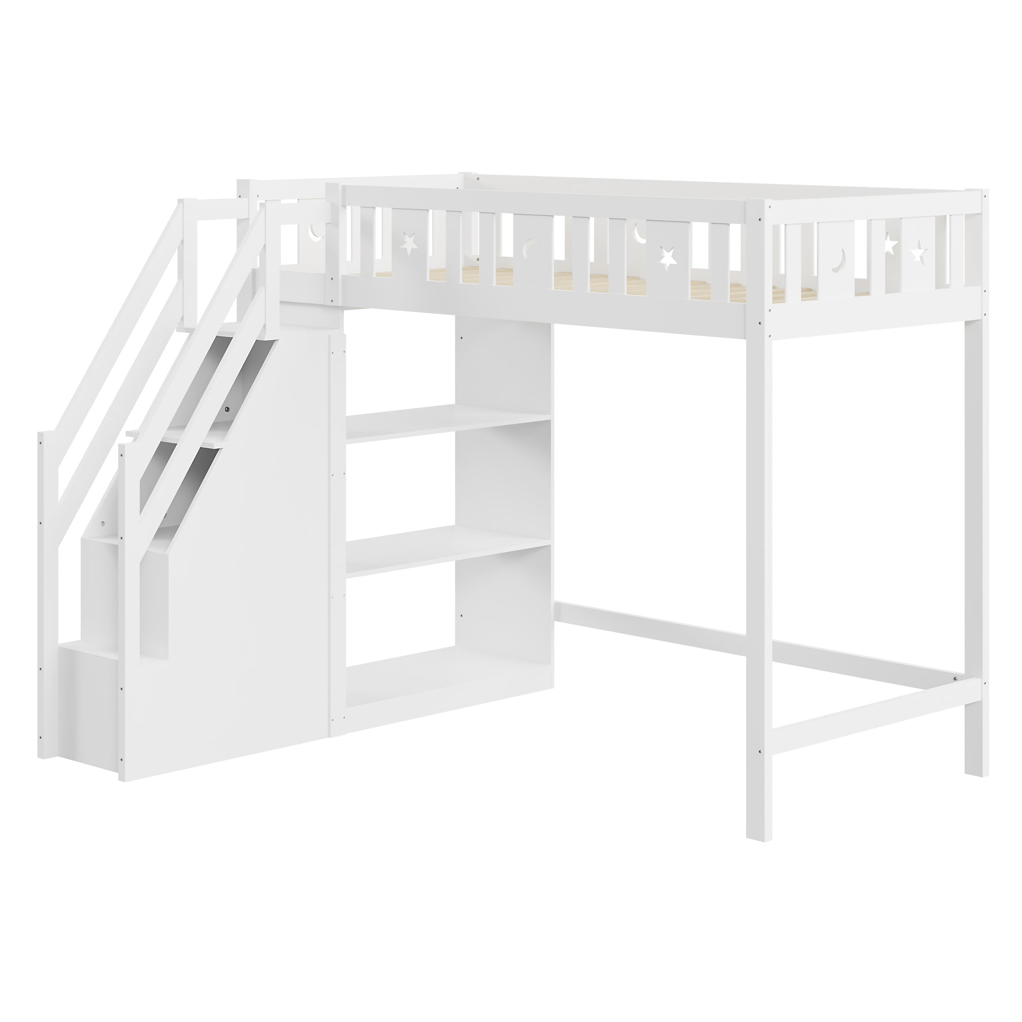 Logidon hoogslaper 90x200 cm wit met opbergladder en planken