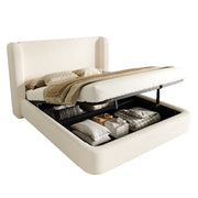 Logidon gestoffeerd bed tweepersoonsbed 160x200 beige bouclé met opbergruimte