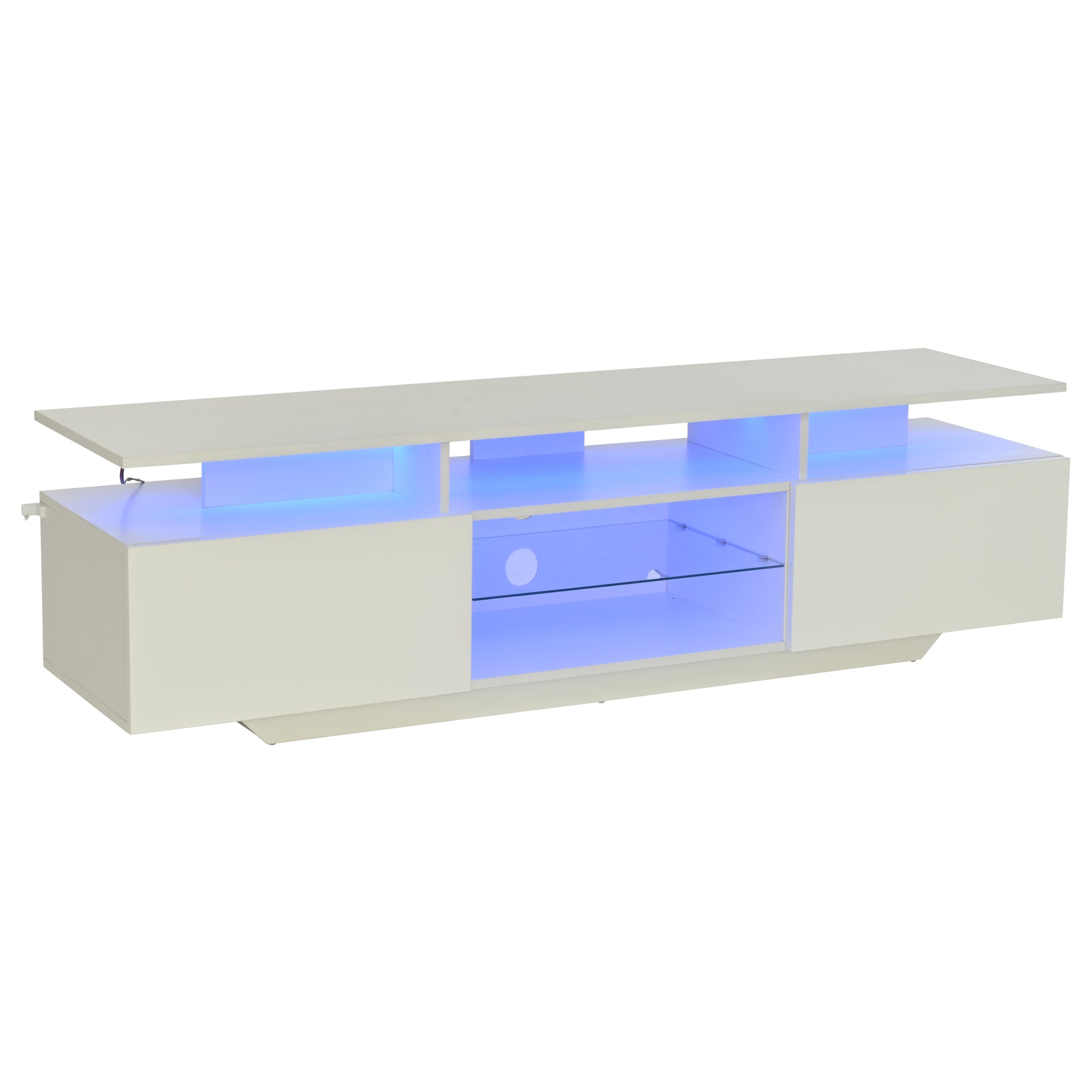 Logidon TV-meubel hoogglans wit 160 x 40 x 45 cm met LED lichtstrip glasplanken