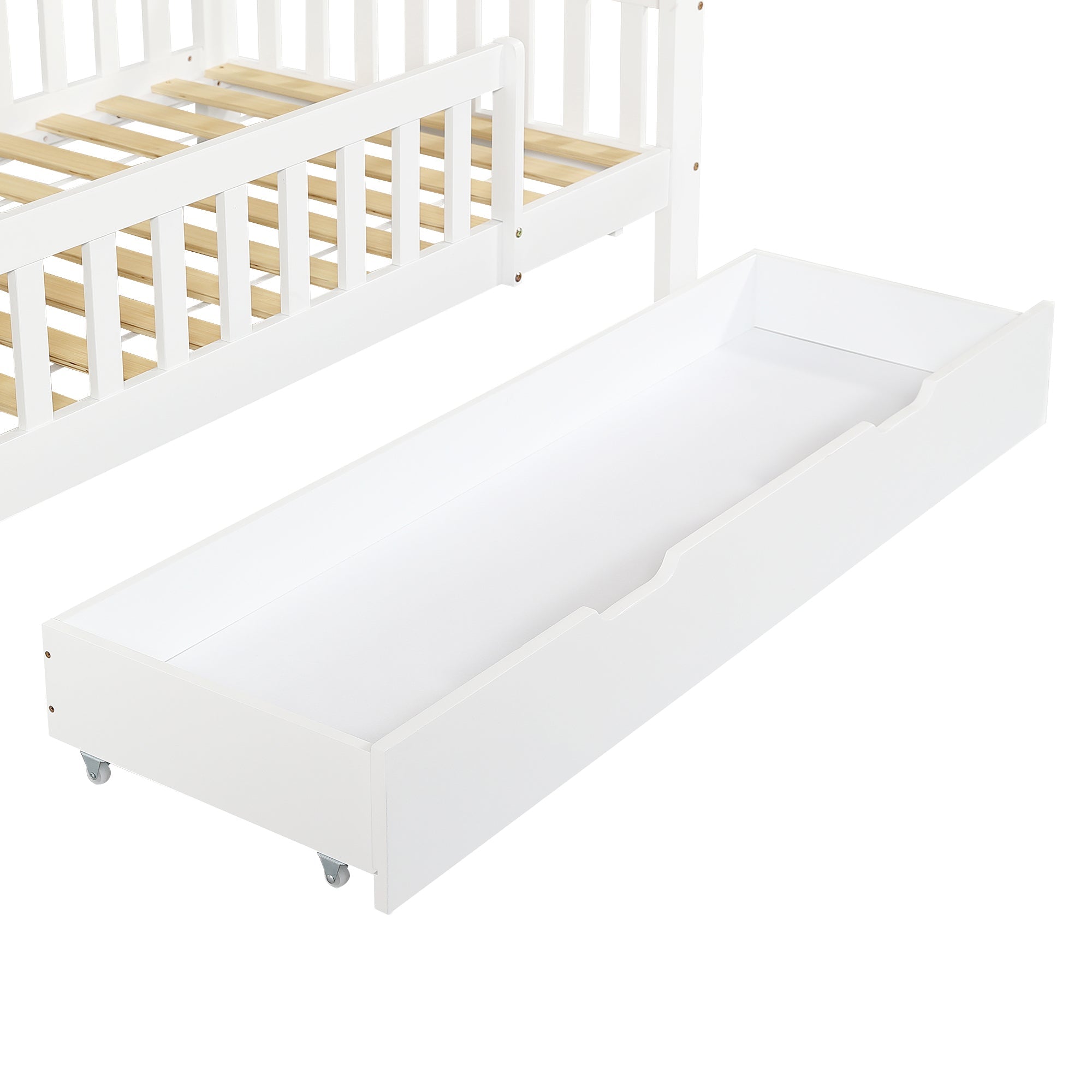 Logidon stapelbed 90x200 wit met dak, raam en 2 lades
