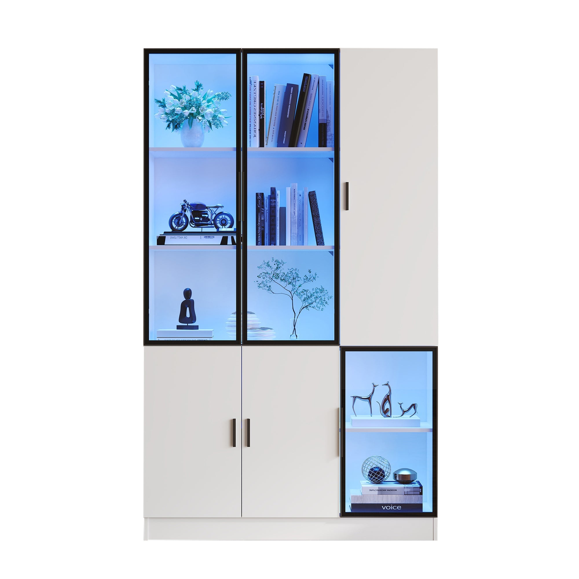 Logidon vitrinekast 120x35x200 cm wit met glazen deuren LED