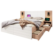 Logidon tweepersoonsbed 160x200 cm in wit eikenhout met 2 laden
