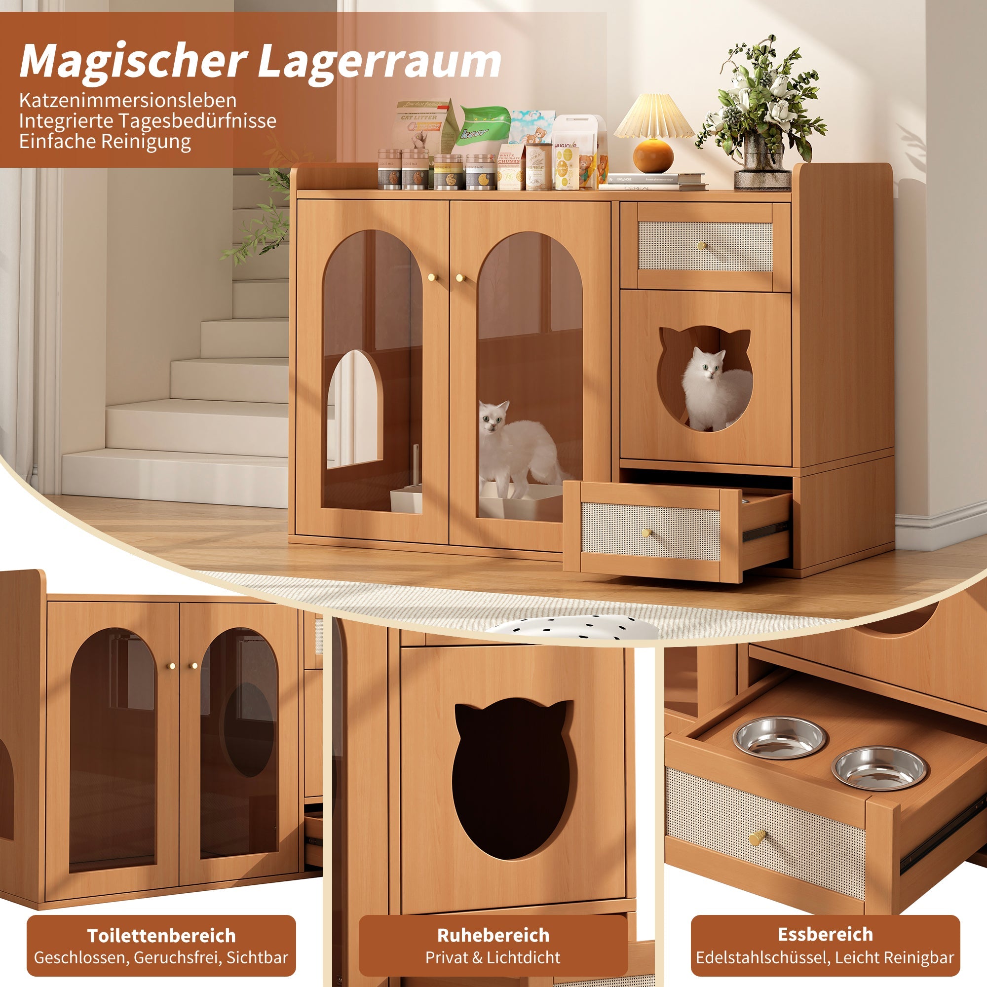 Logidon kattenhuis zijkastje walnoot 120x45x83 cm
