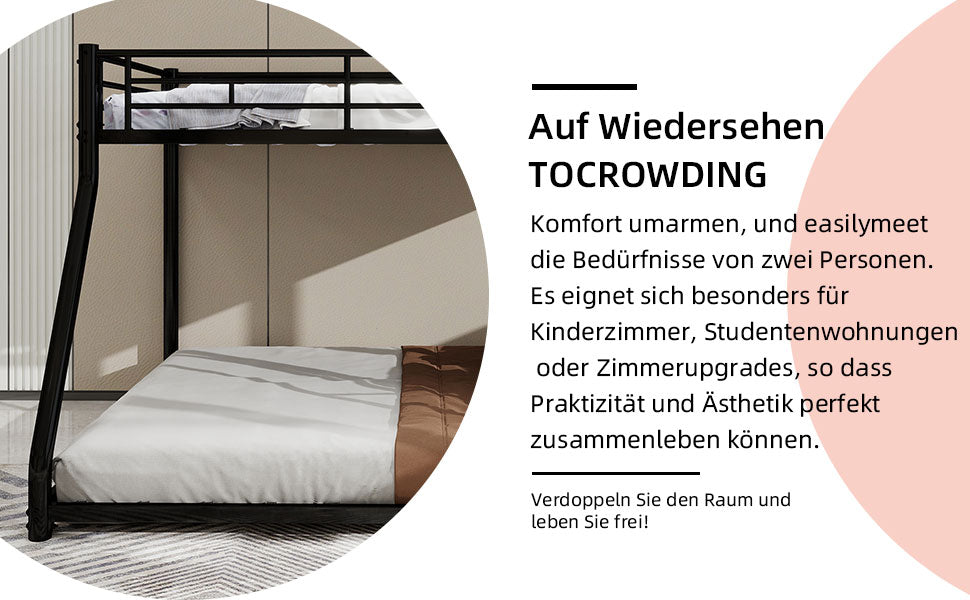 Logidon Twin over volledig metalen stapelbed, zwart, robuust, geluidsvrij