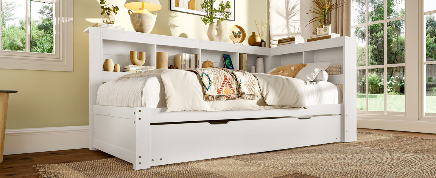 Logidon Daybed 90x200 cm witte slaapbank met USB-aansluiting