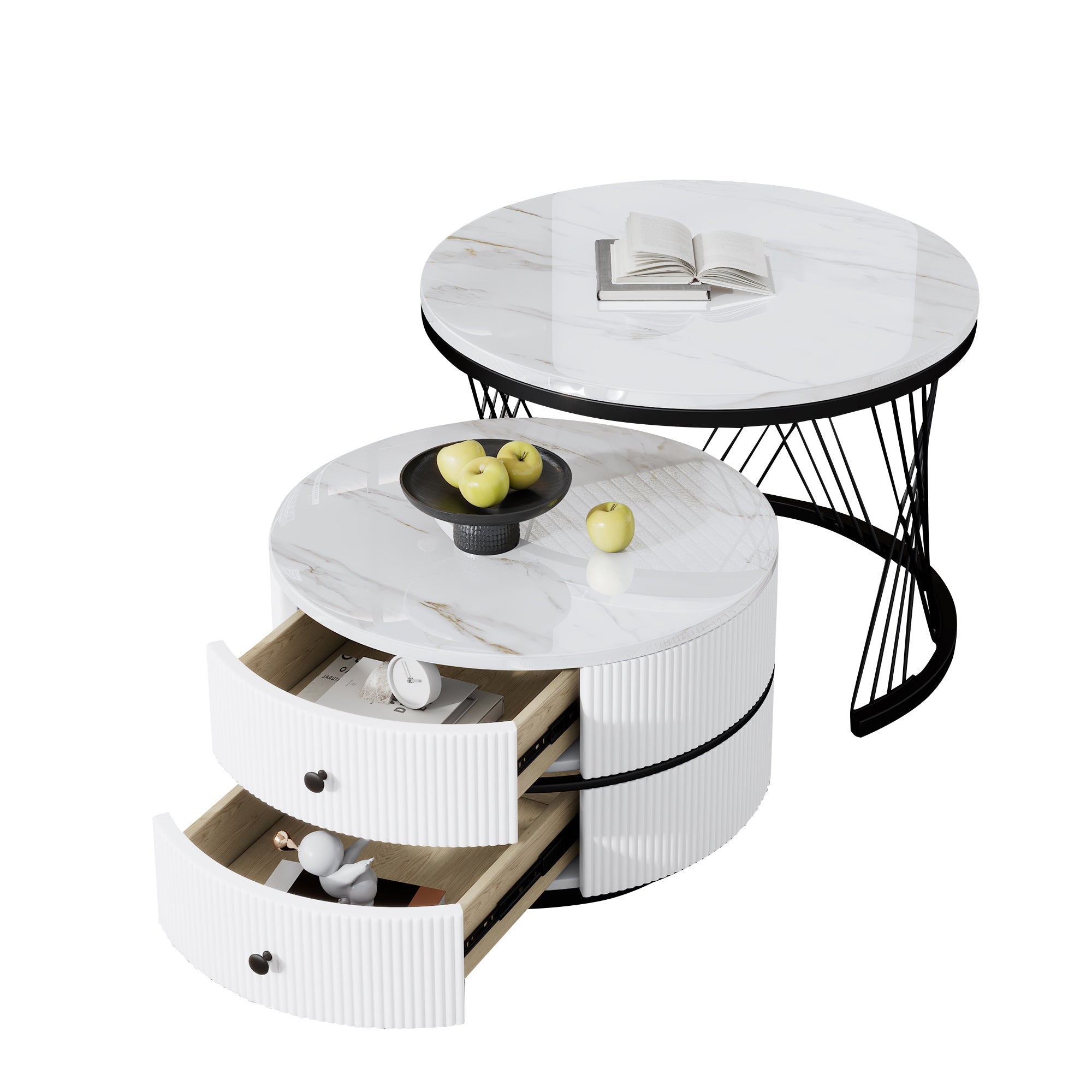 Logidon Elegant Nest salontafelset wit, 2-delig, 60x60/50x50