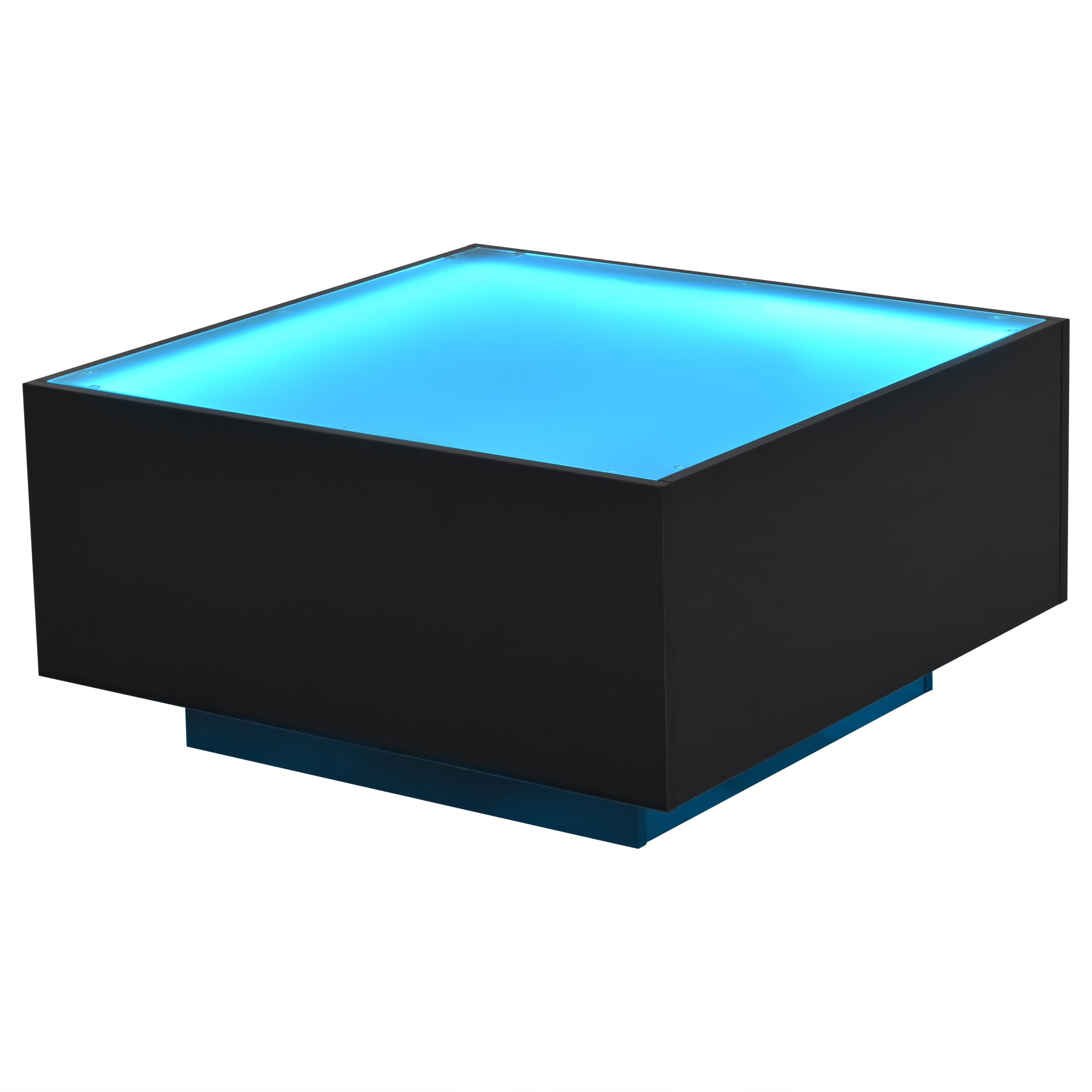 Logidon salontafel 70x70 cm glazen tafelblad LED zwart