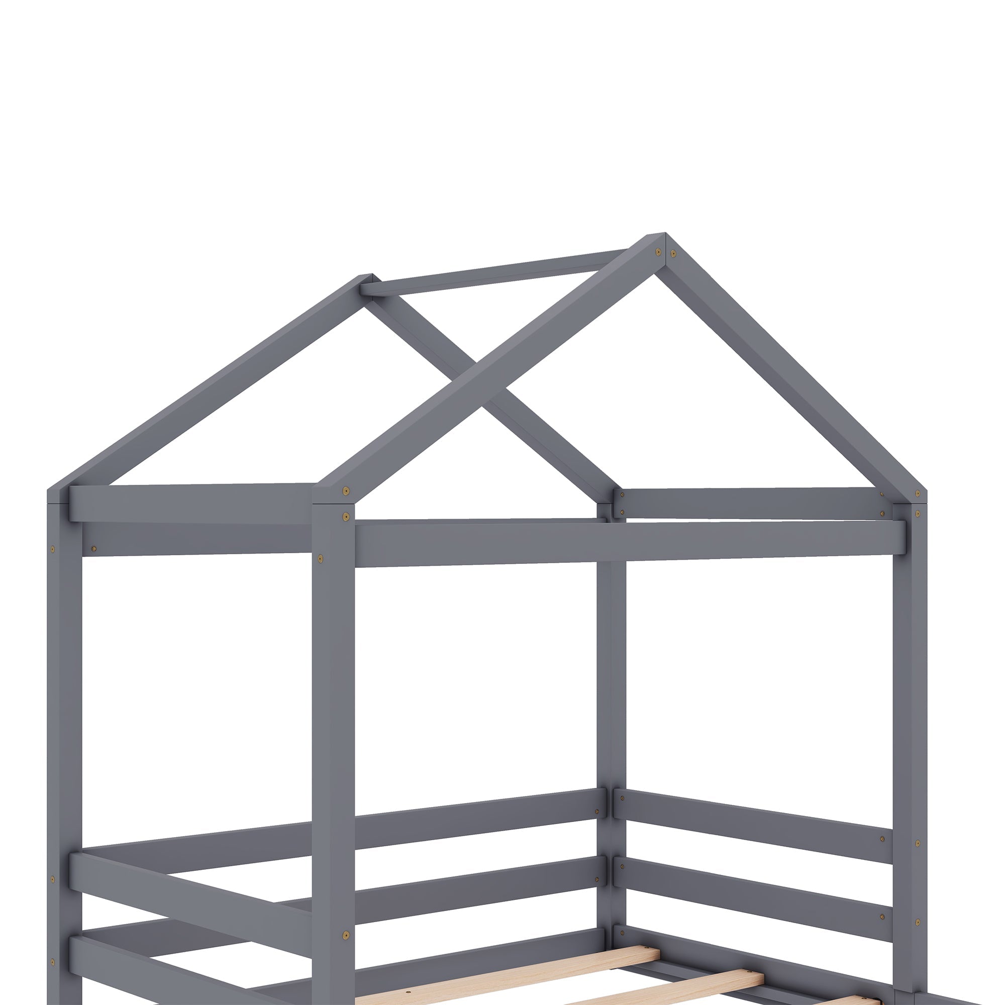 Logidon huisbed 140x200 grijs gemaakt van grenenhout met lattenbodem
