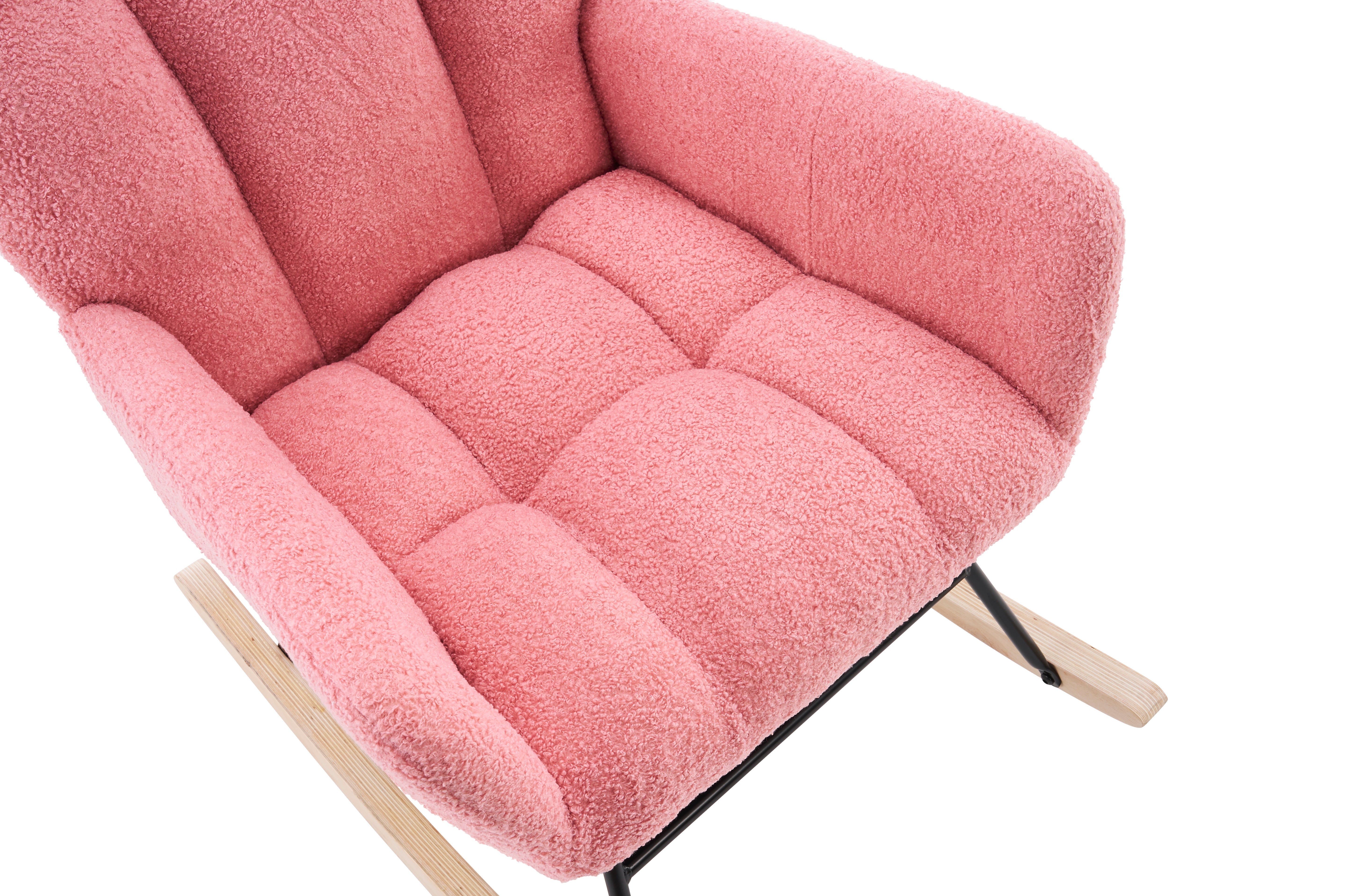 Logidon Moderne Schommelstoel Roze Met Hoge Rugleuning