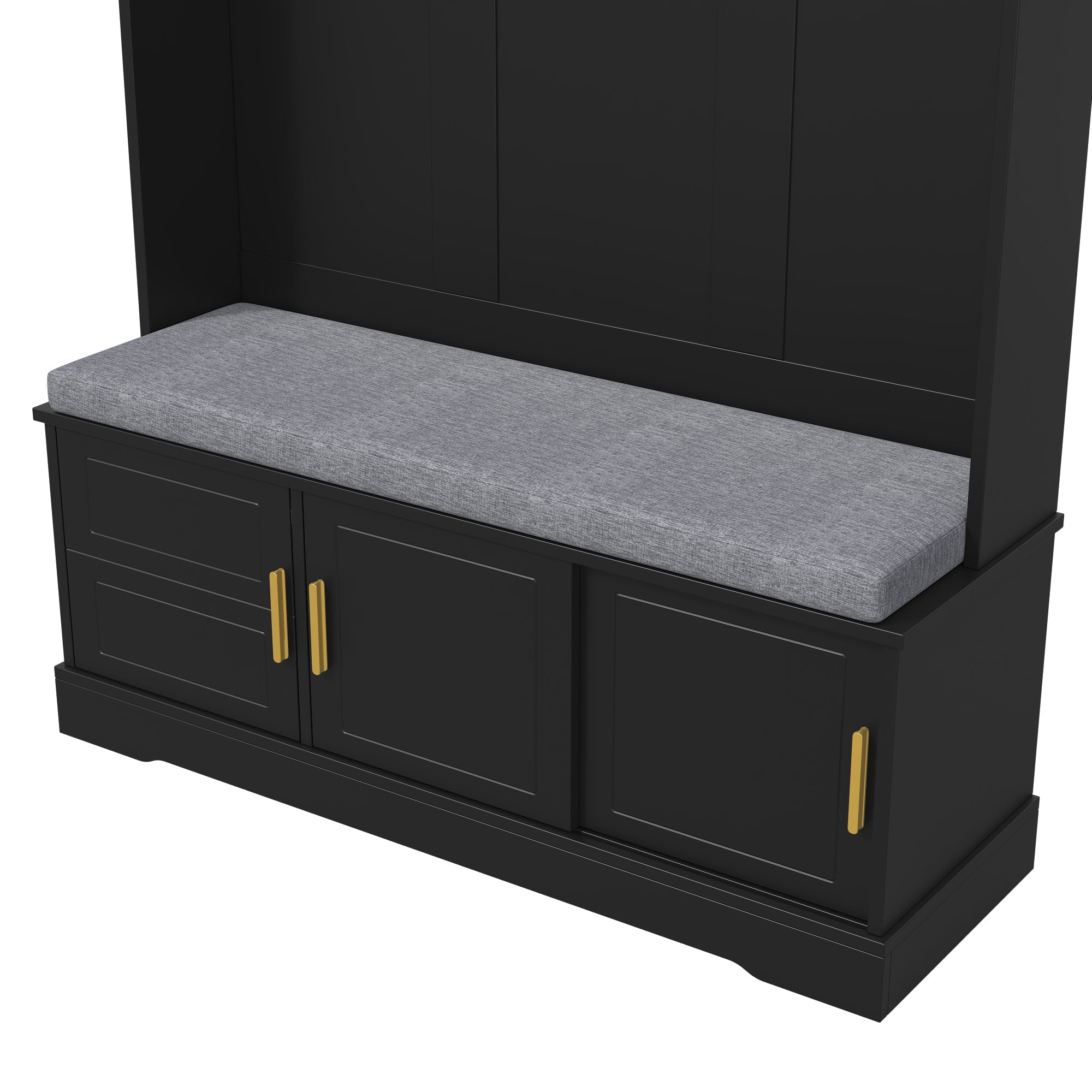 Logidon kapstok schoenenbank met 6 drievoudige haken zwart 120x40x191 cm