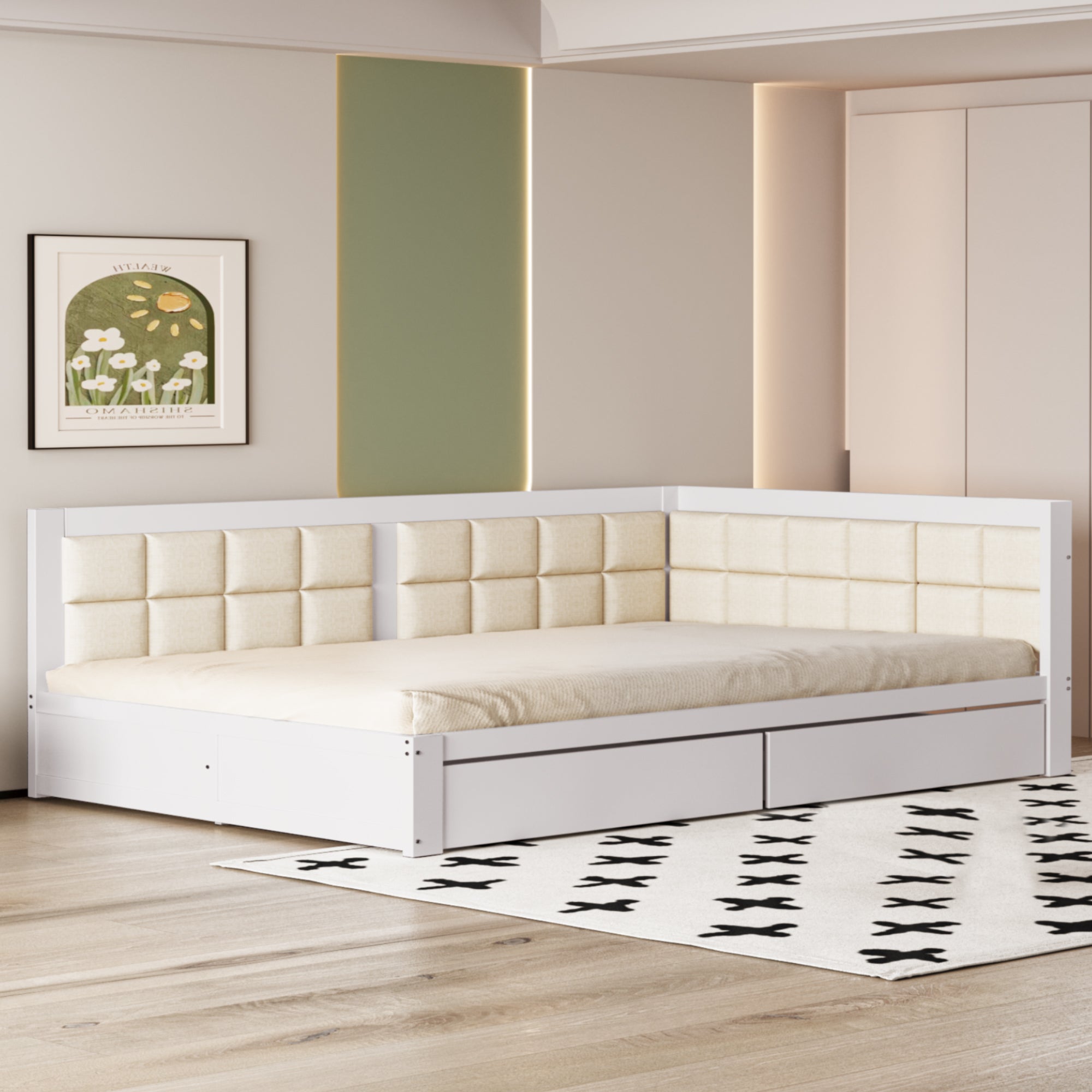 Logidon multifunctionele bedbank 140x200 wit met opbergruimte