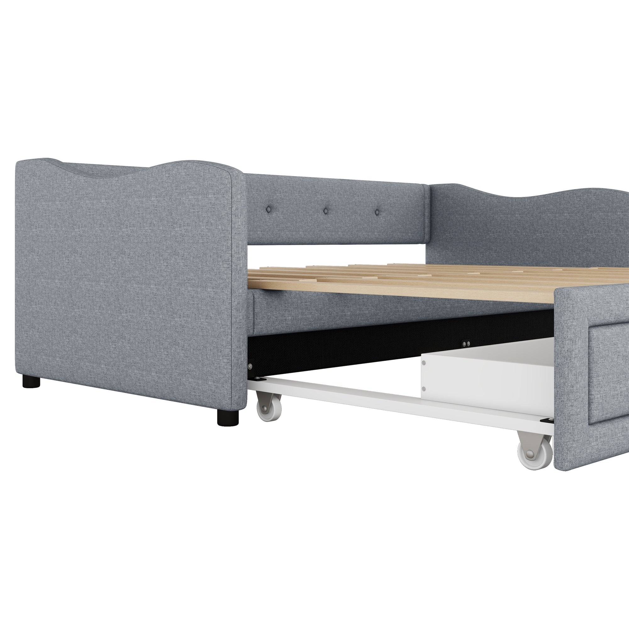 Logidon daybed 90x200 cm with pull-out bed, 2 drawers gray