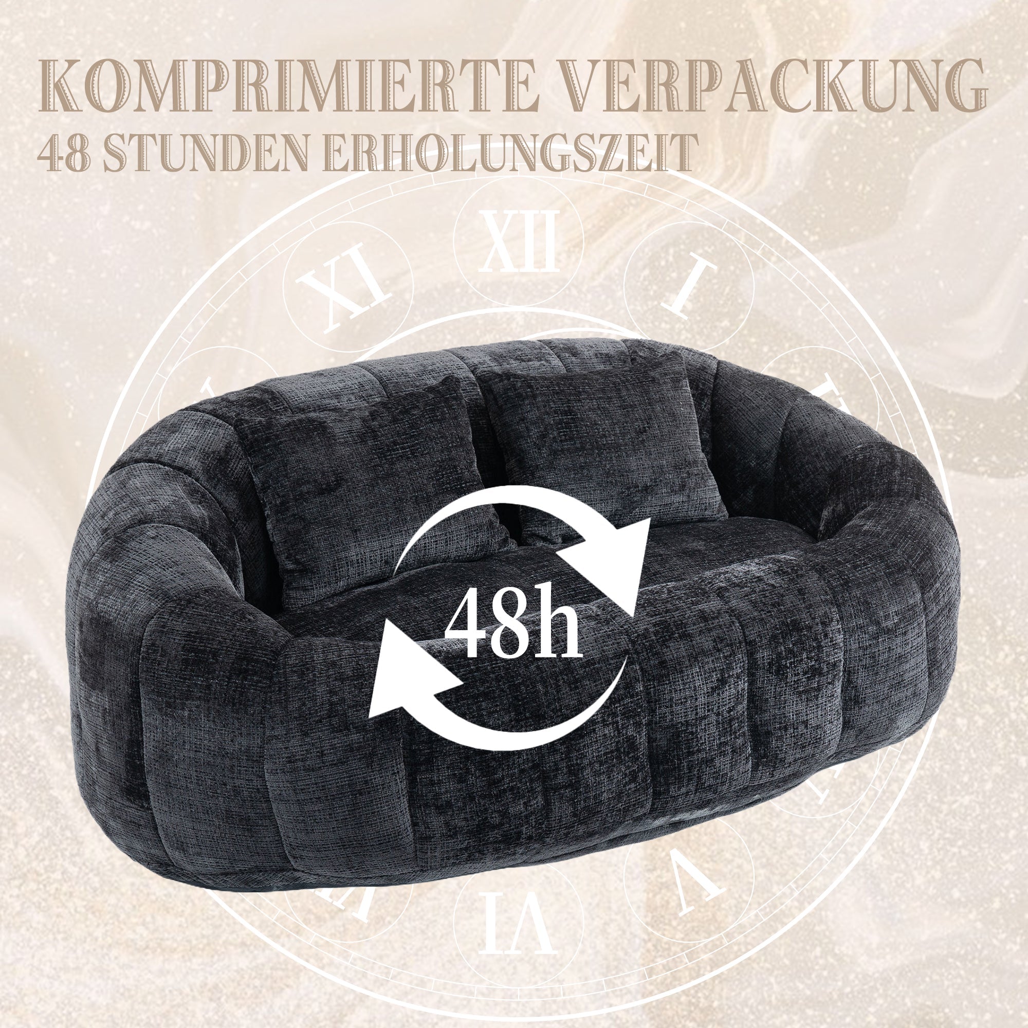 Logidon Luxe Zitzak met Hoge Rug Chenille Zwart 150x95 cm