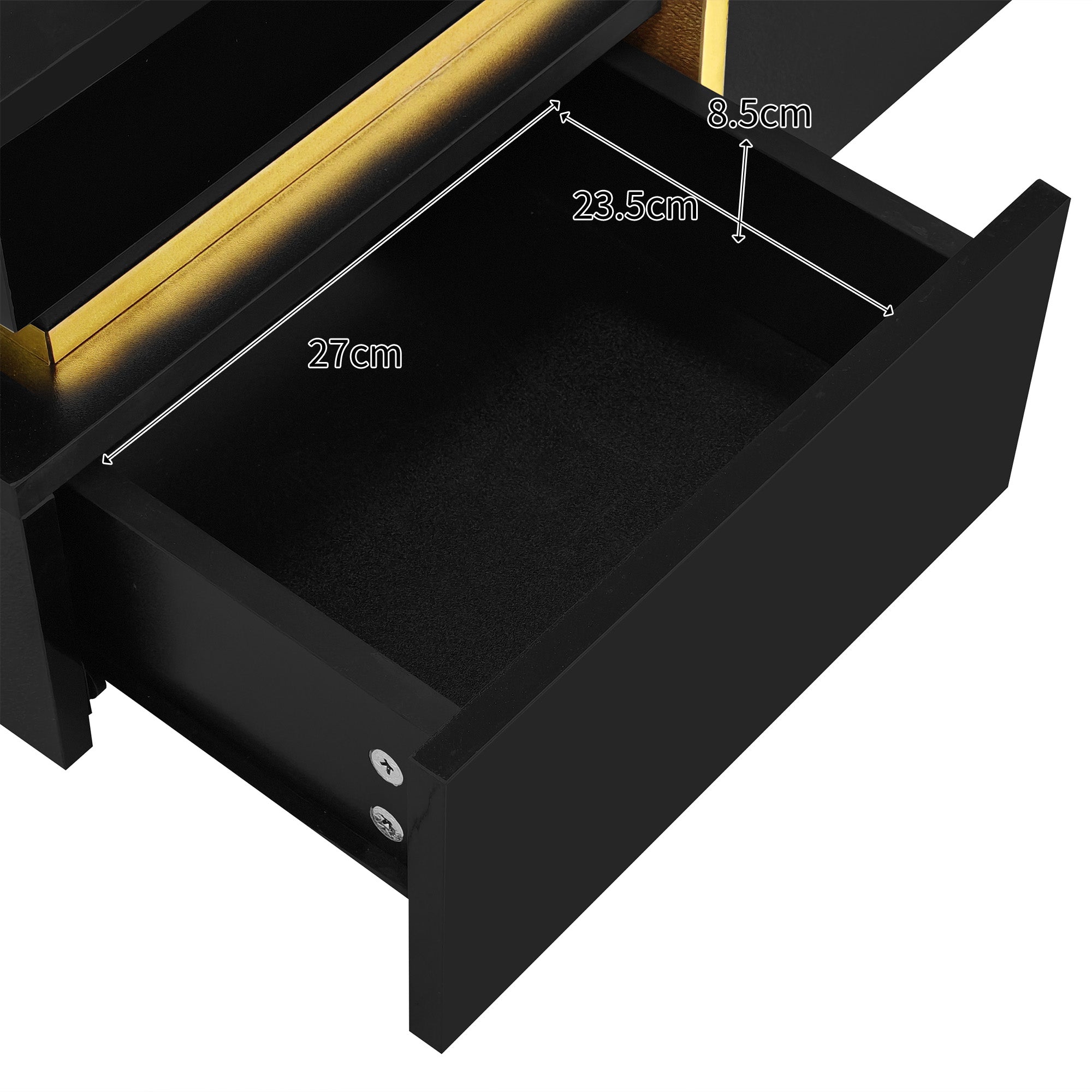 Logidon high gloss coffee table with gold accents and drawers