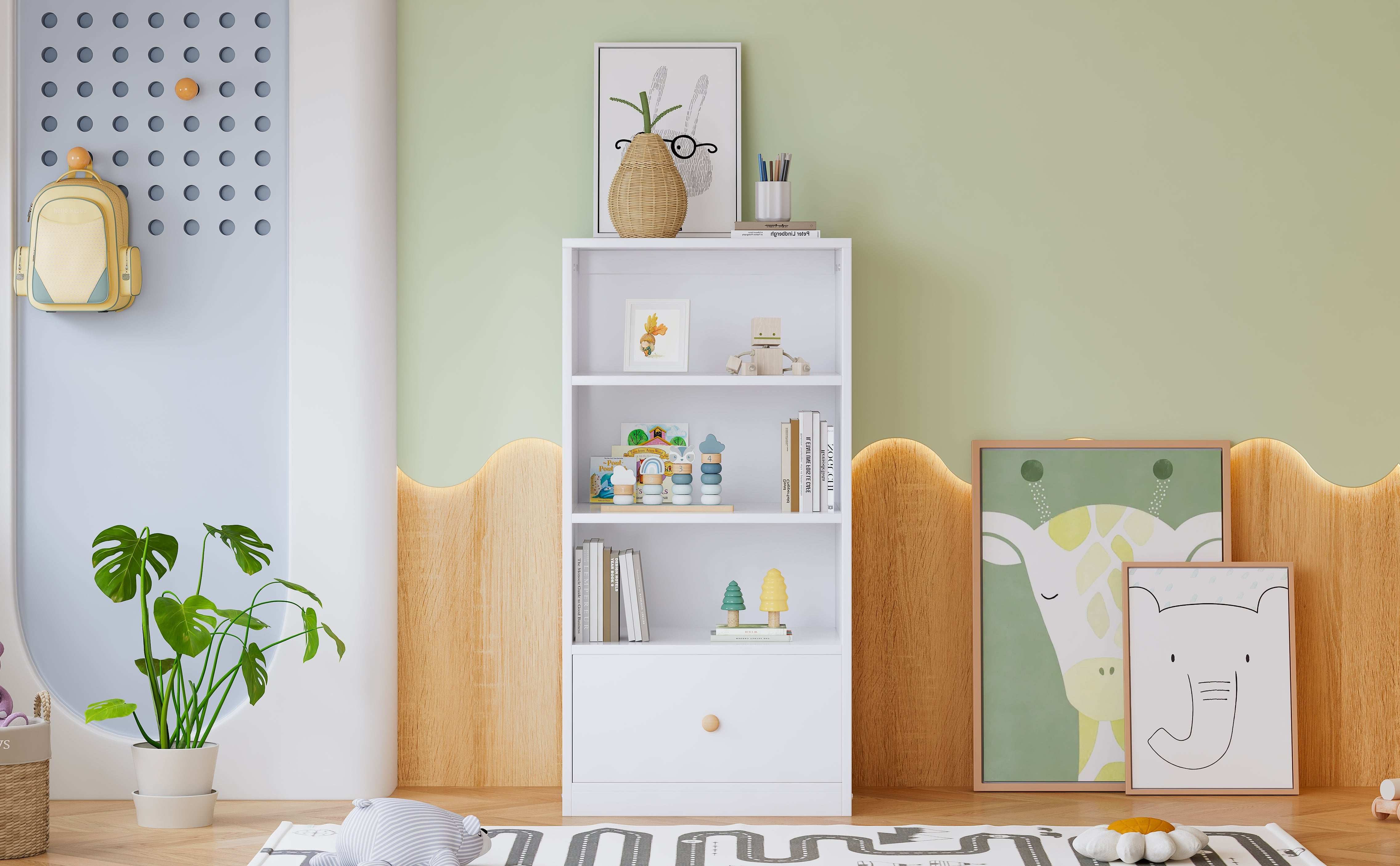 Logidon boekenkast wit 60x50x120 cm met 3 planken en lade