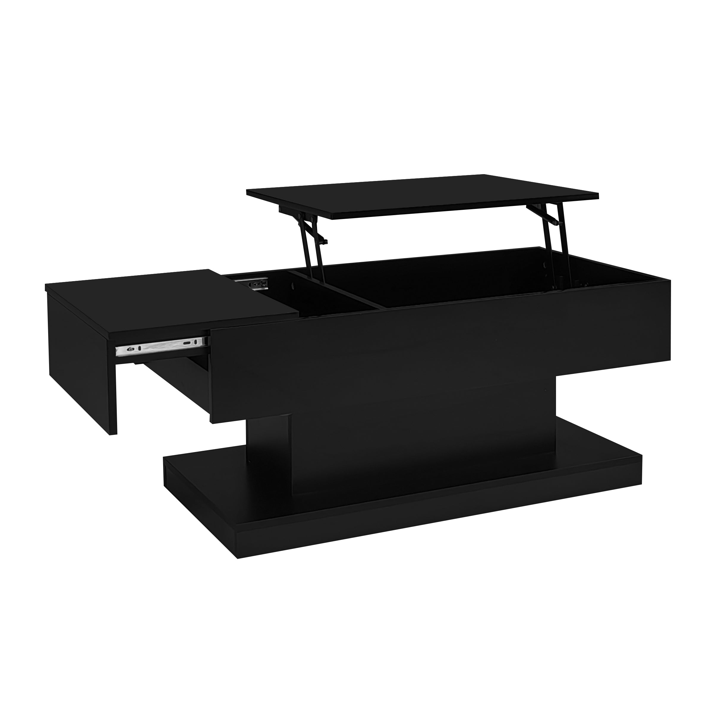 Logidon hoogglans liftsalontafel zwart 100x50x45 cm LED-verlichting