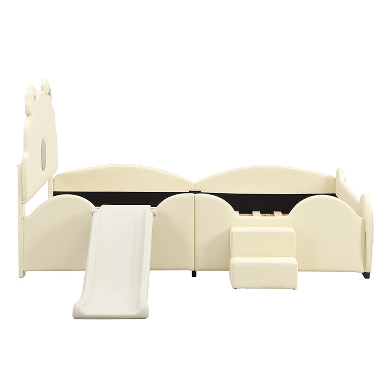 Logidon Cartoon Bear Bed 90x200 cm With Slide And Ladder Beige