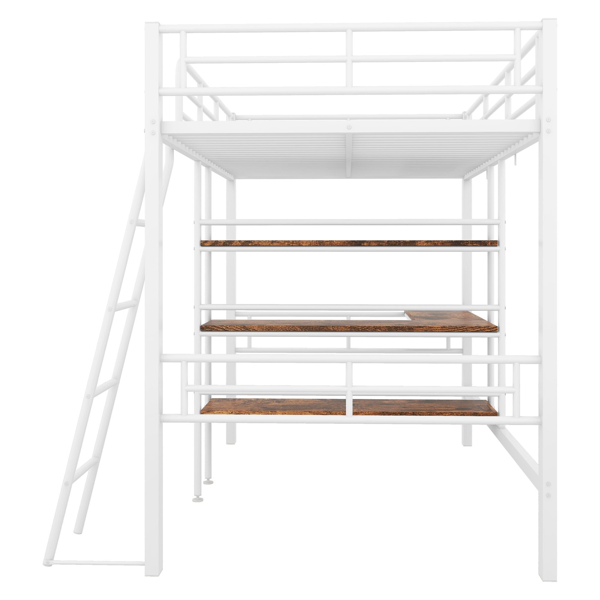 Logidon hoogslaper 90x200 cm wit met bureau en planken