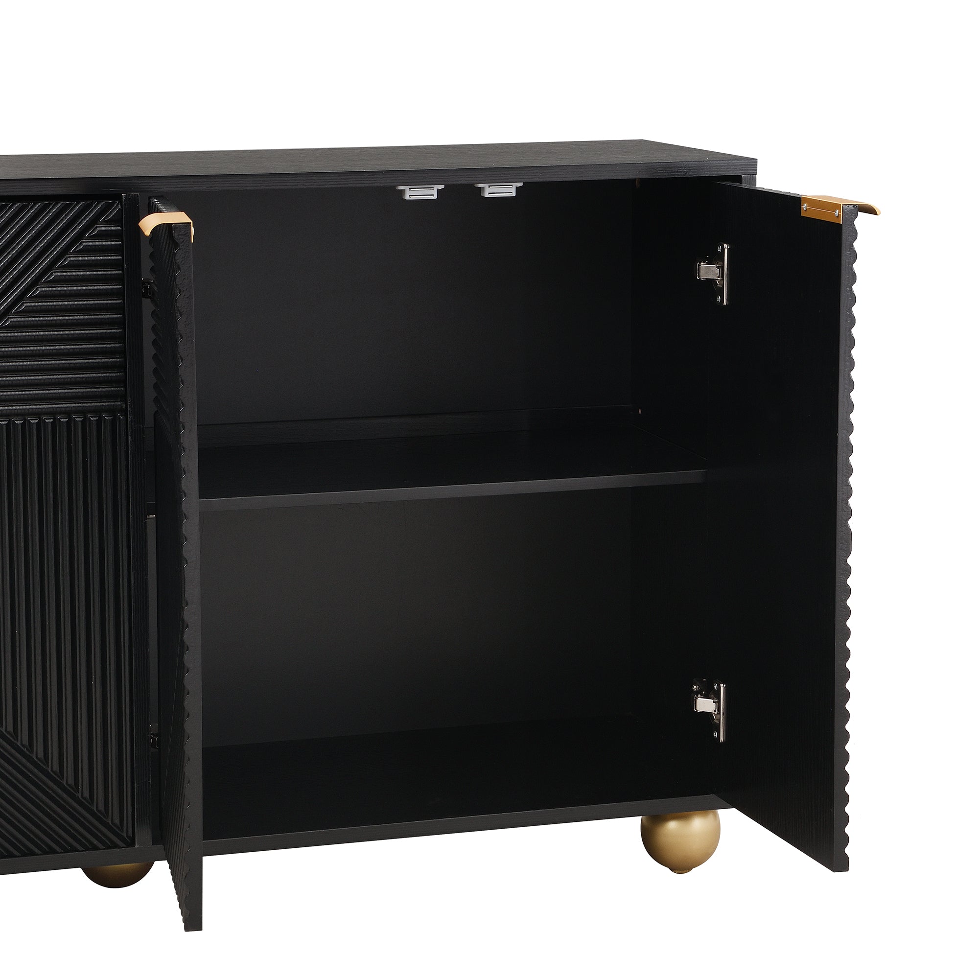 Logidon Dressoir 120 cm Zwart met Vier Deuren en Gouden Handgrepen