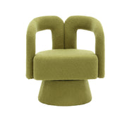Logidon 360 degree swivel chair Boucle olive green accent chair