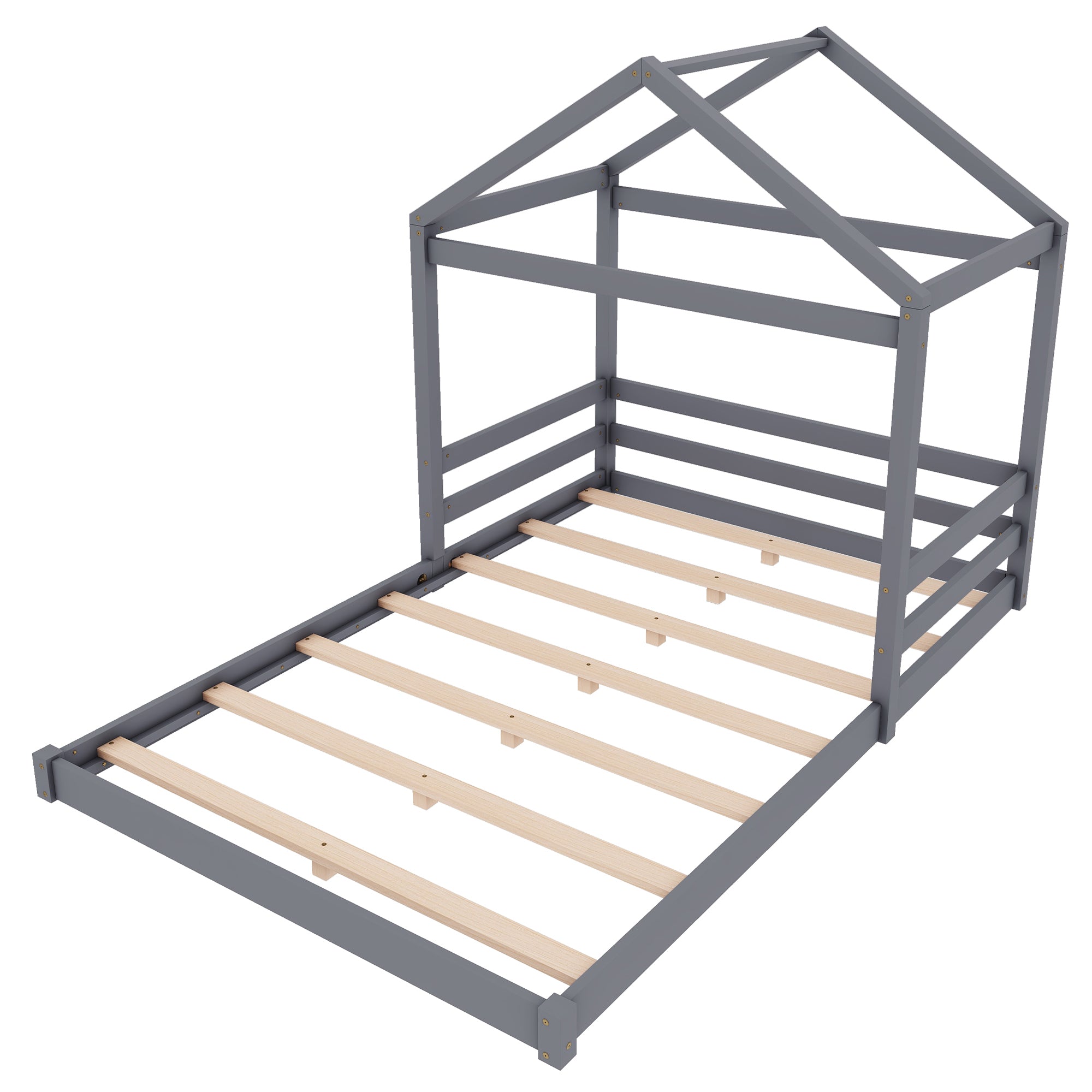 Logidon huisbed 140x200 grijs gemaakt van grenenhout met lattenbodem