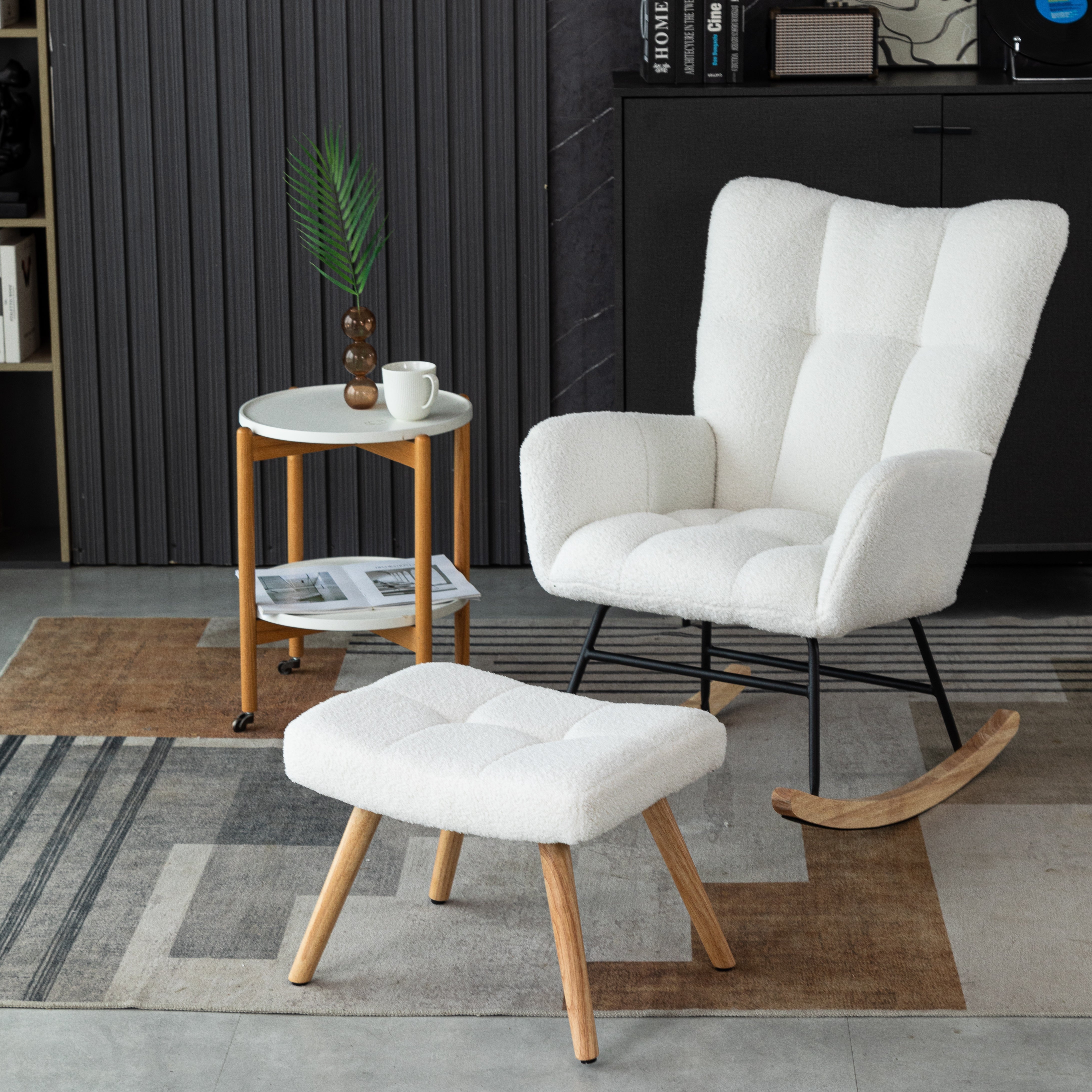 Logidon Ergonomische Witte Schommelstoel Met Voetenbank Hoogte 92 cm