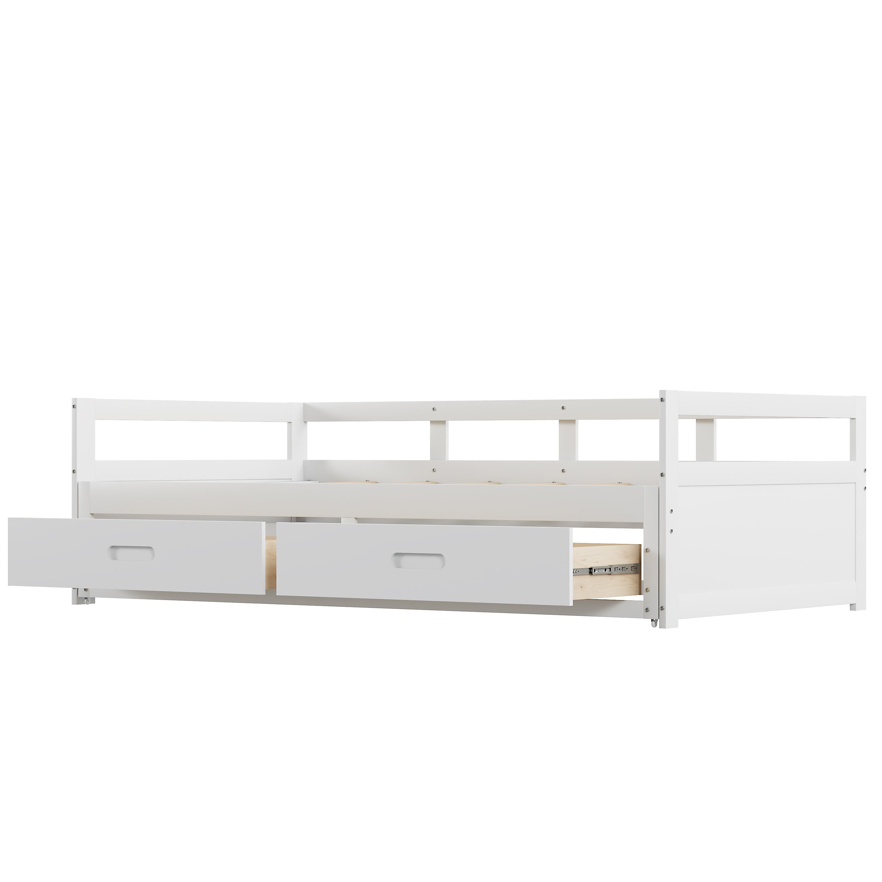 Logidon Uitschuifbare slaapbank met lades 90/180 x 200 cm wit