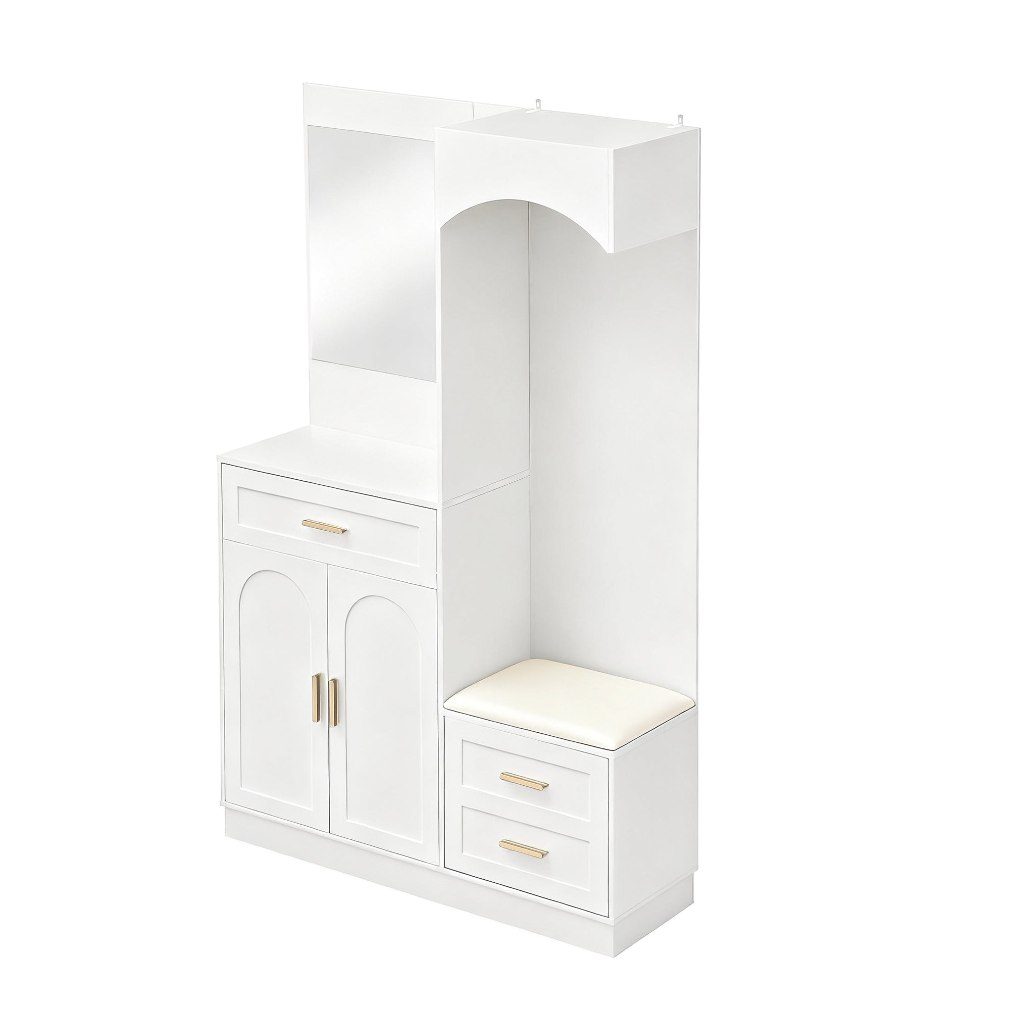 Logidon Moderne Kledingkastcombinatie Met Spiegel Wit 110x33x185 cm