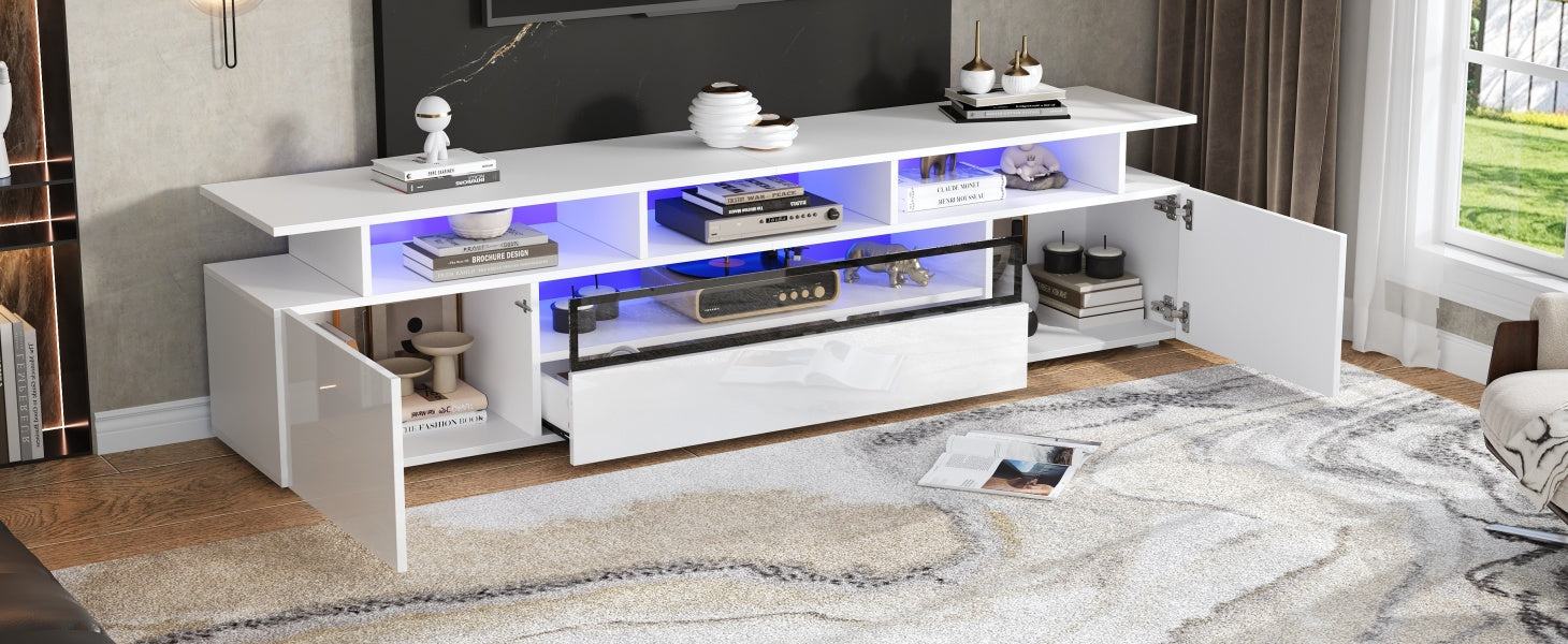 Logidon TV-meubel wit 180x38x45 cm met LED-verlichting 2 deuren 1 lade