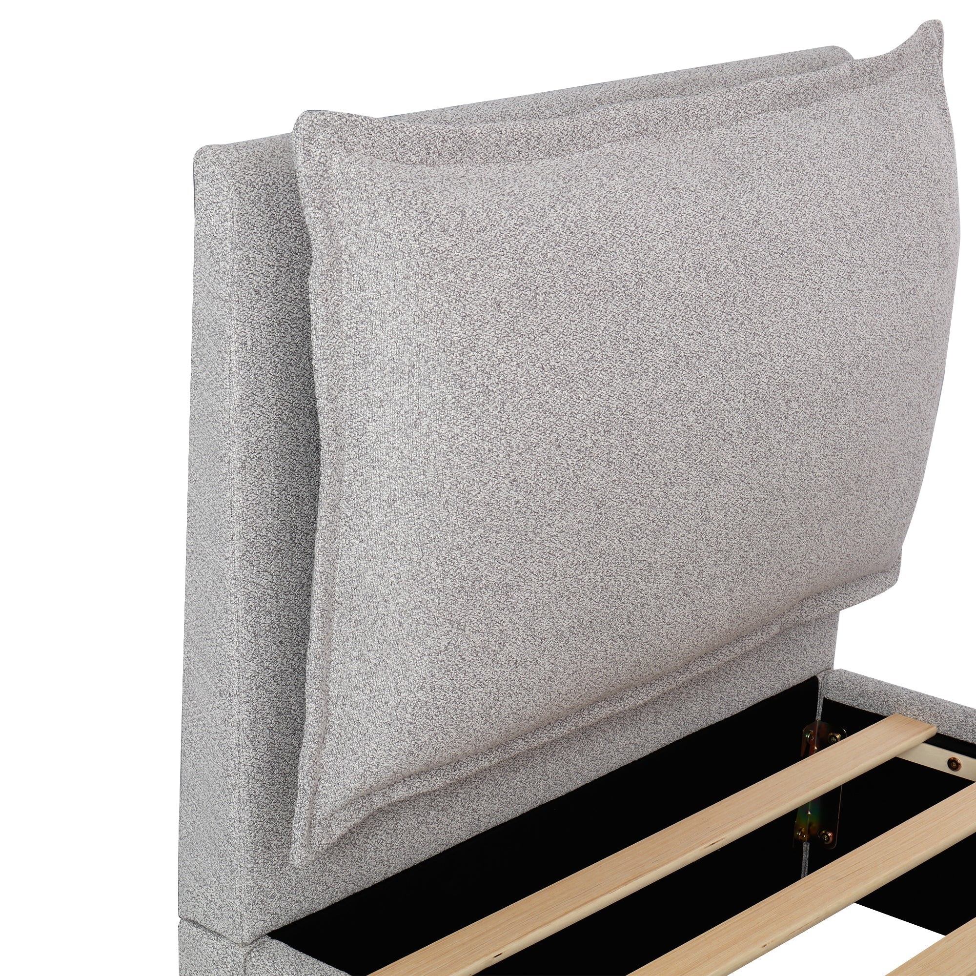 Logidon gestoffeerd bed 90x200 cm functioneel bed grote lade grijze chenille